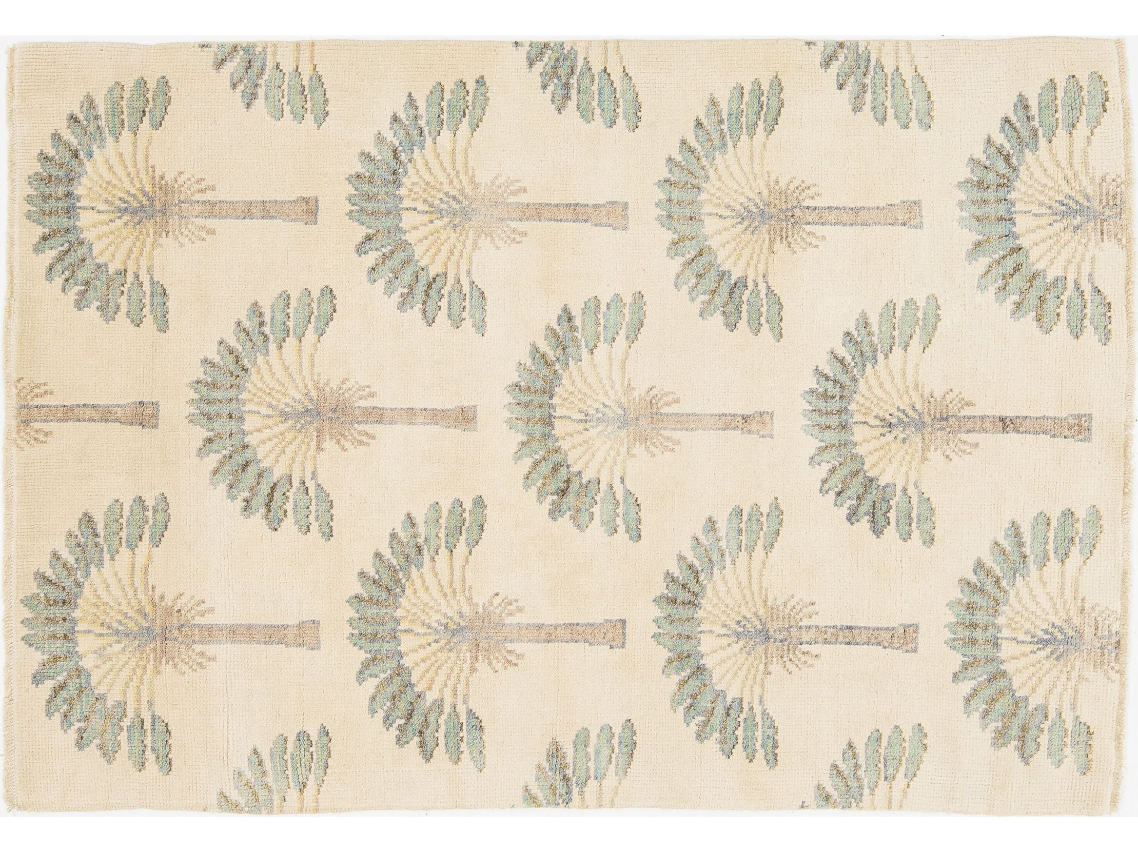 Modern Art Deco Wool Rug 4 X 6