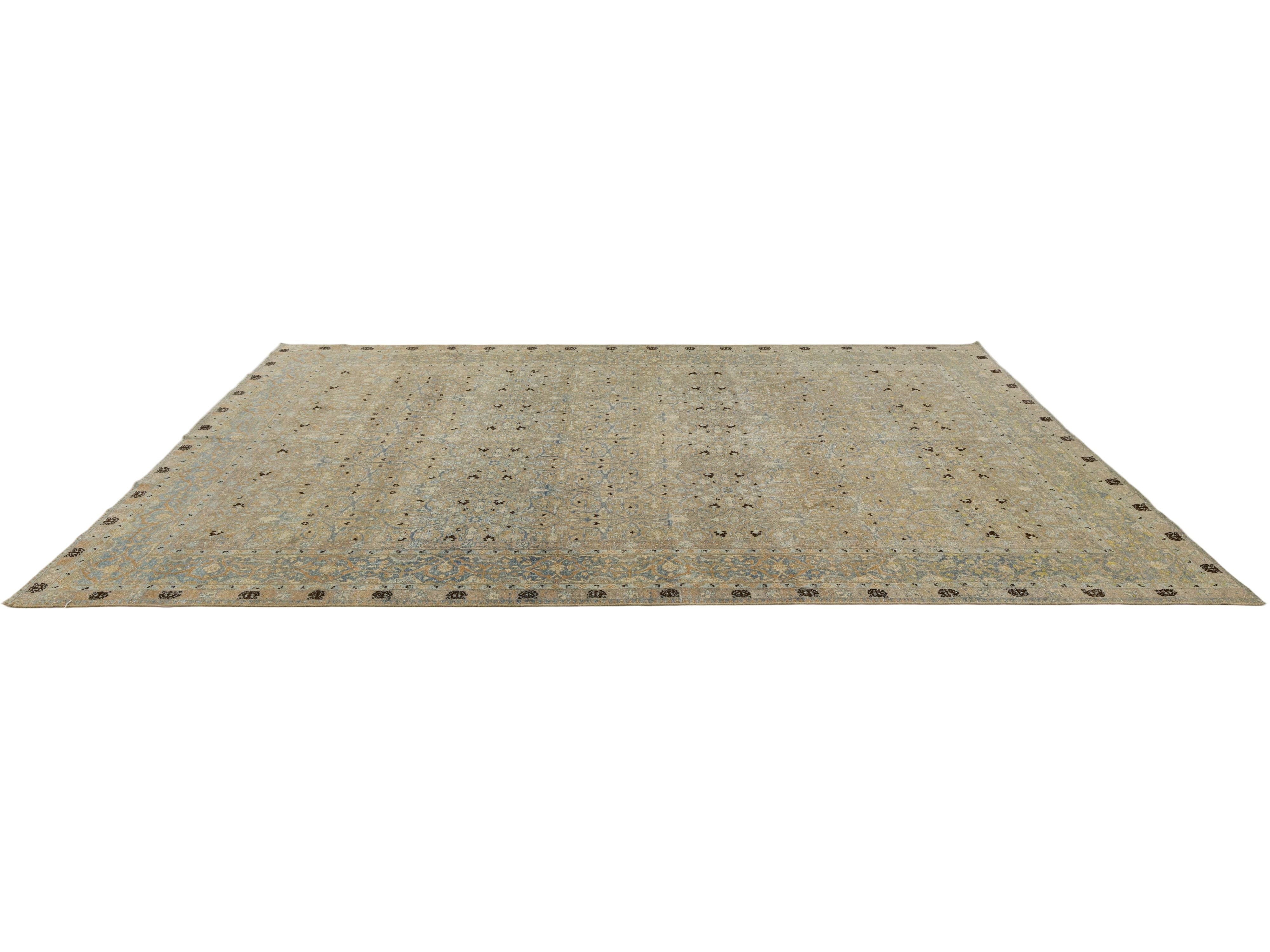 Antique Tabriz Wool Rug 9 X 13