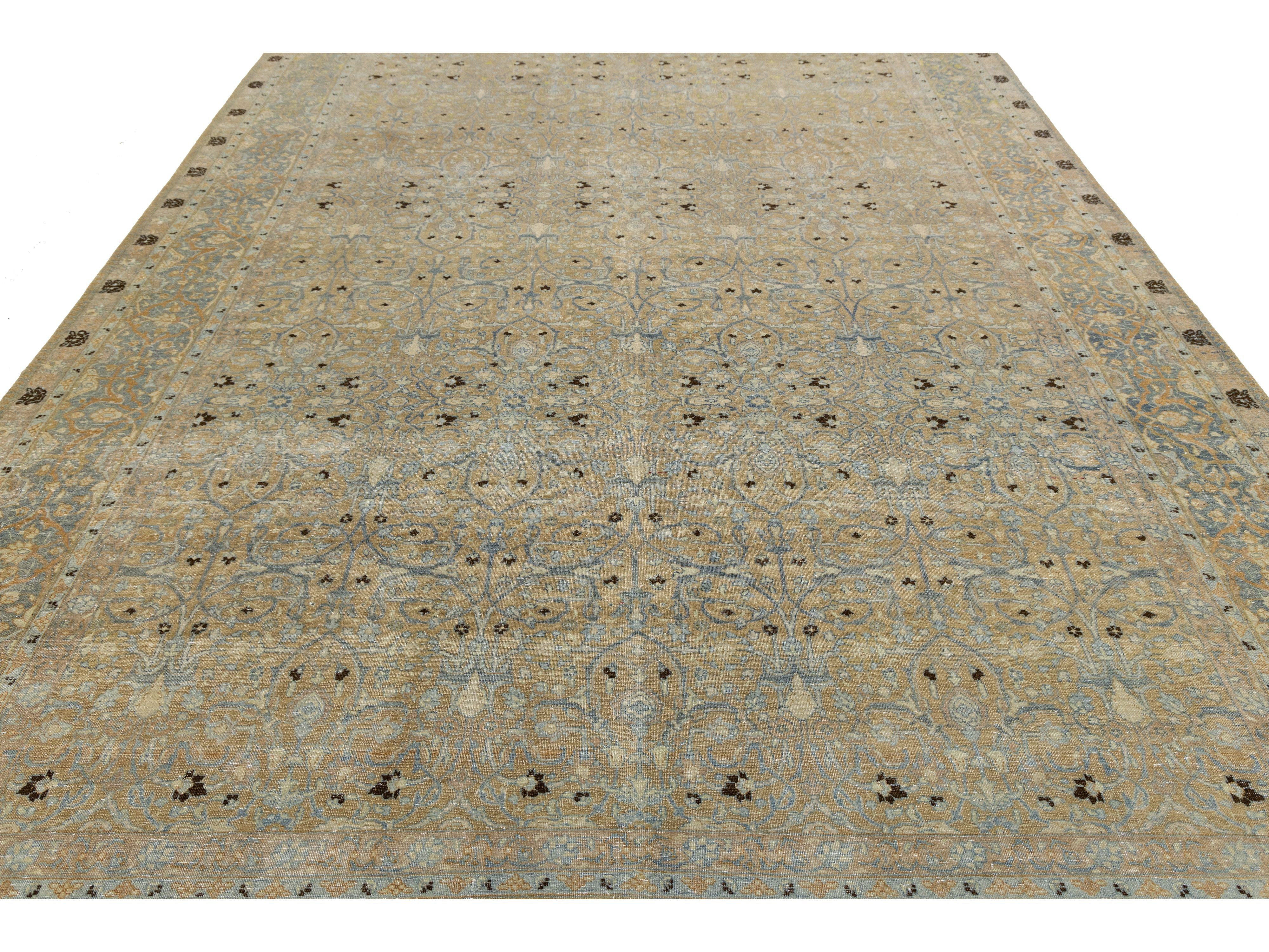 Antique Tabriz Wool Rug 9 X 13