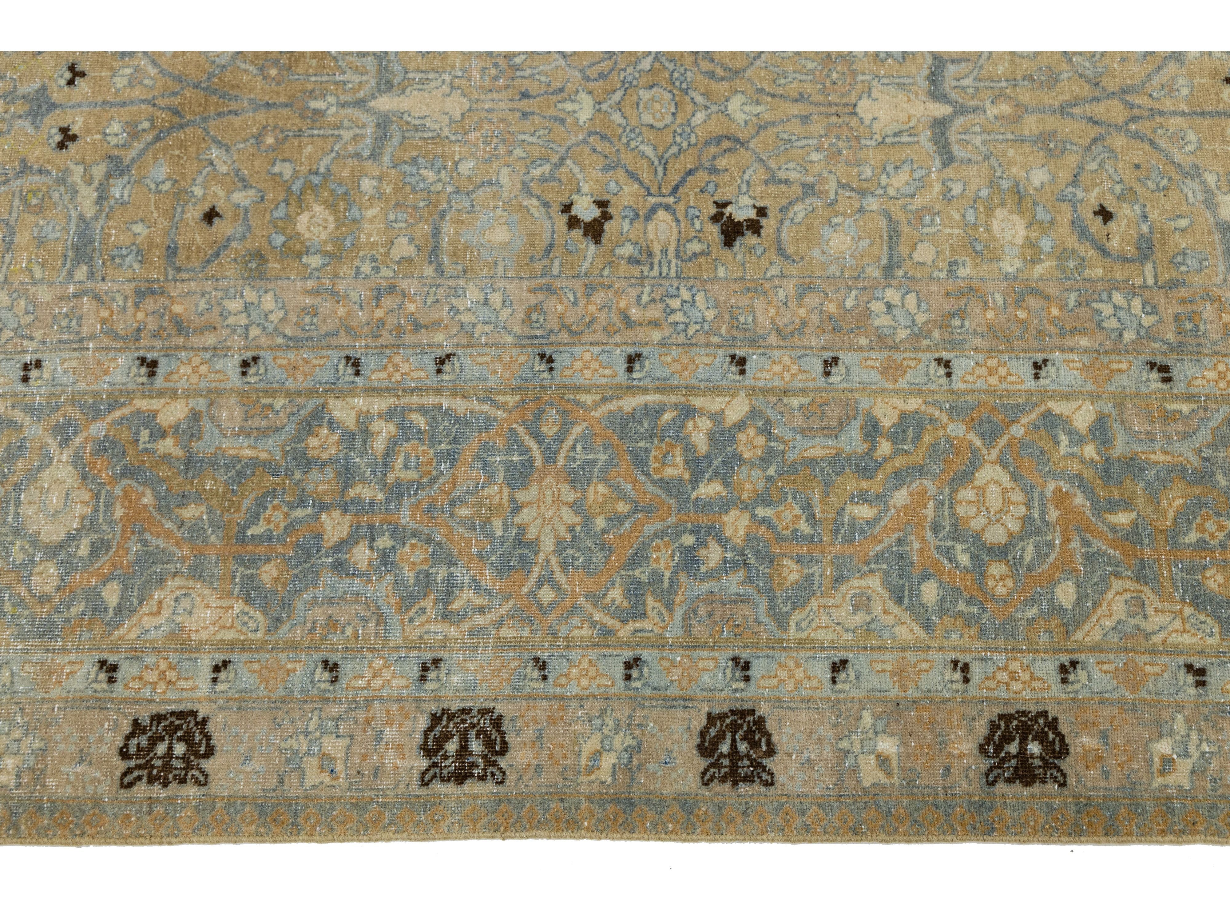 Antique Tabriz Wool Rug 9 X 13