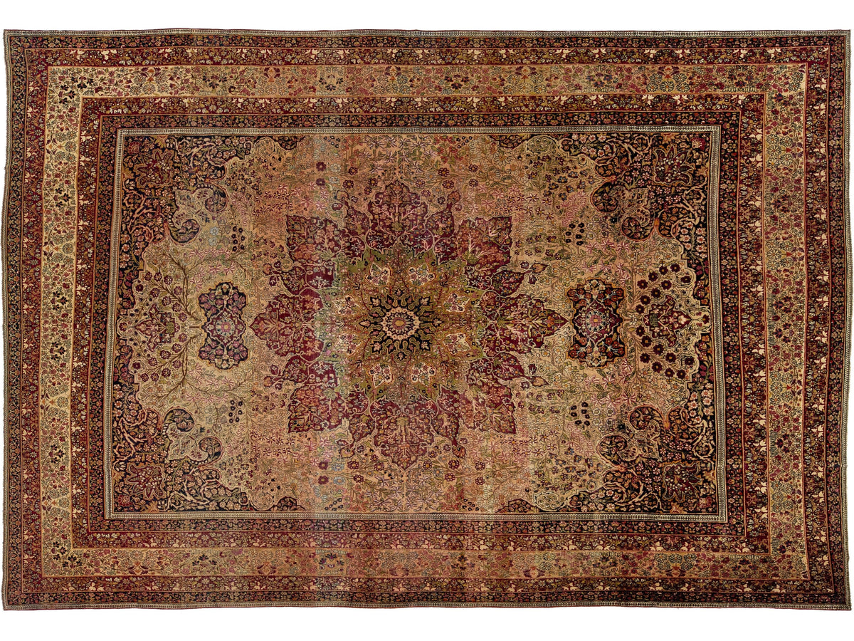 Antique Kerman Wool Rug 10 X 14