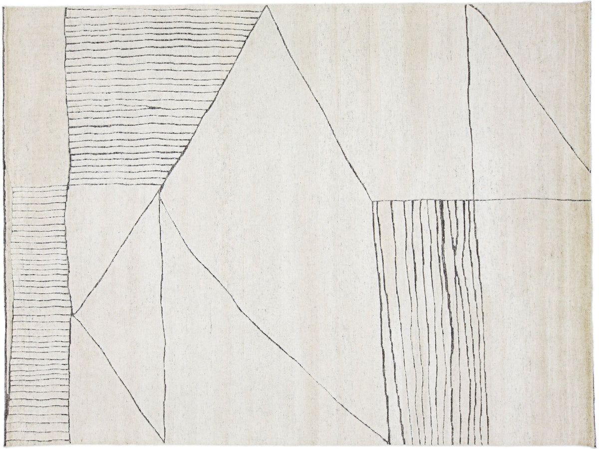 Modern Moroccan Wool Rug 9 X 12
