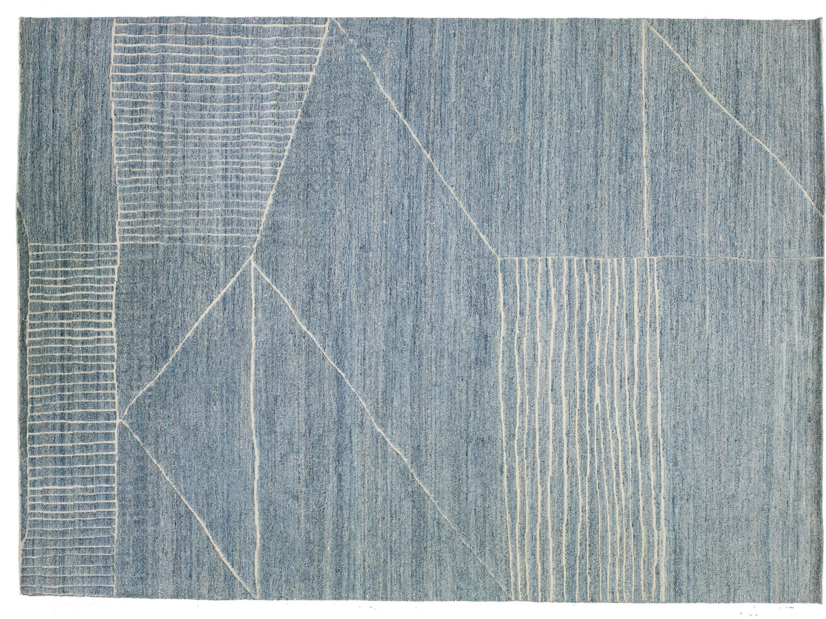 Modern Moroccan Wool Rug 10 X 14