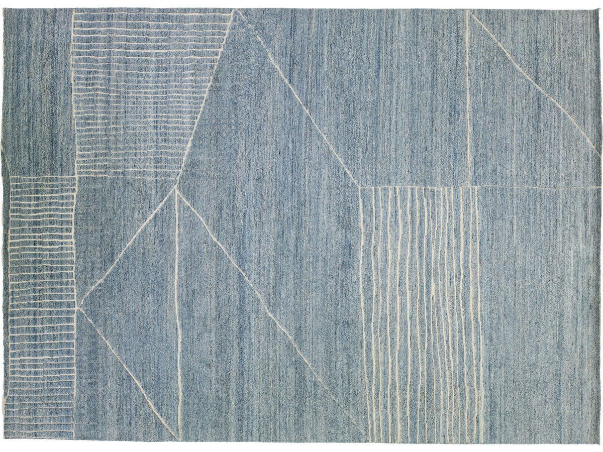 Modern Moroccan Wool Rug 10 X 14