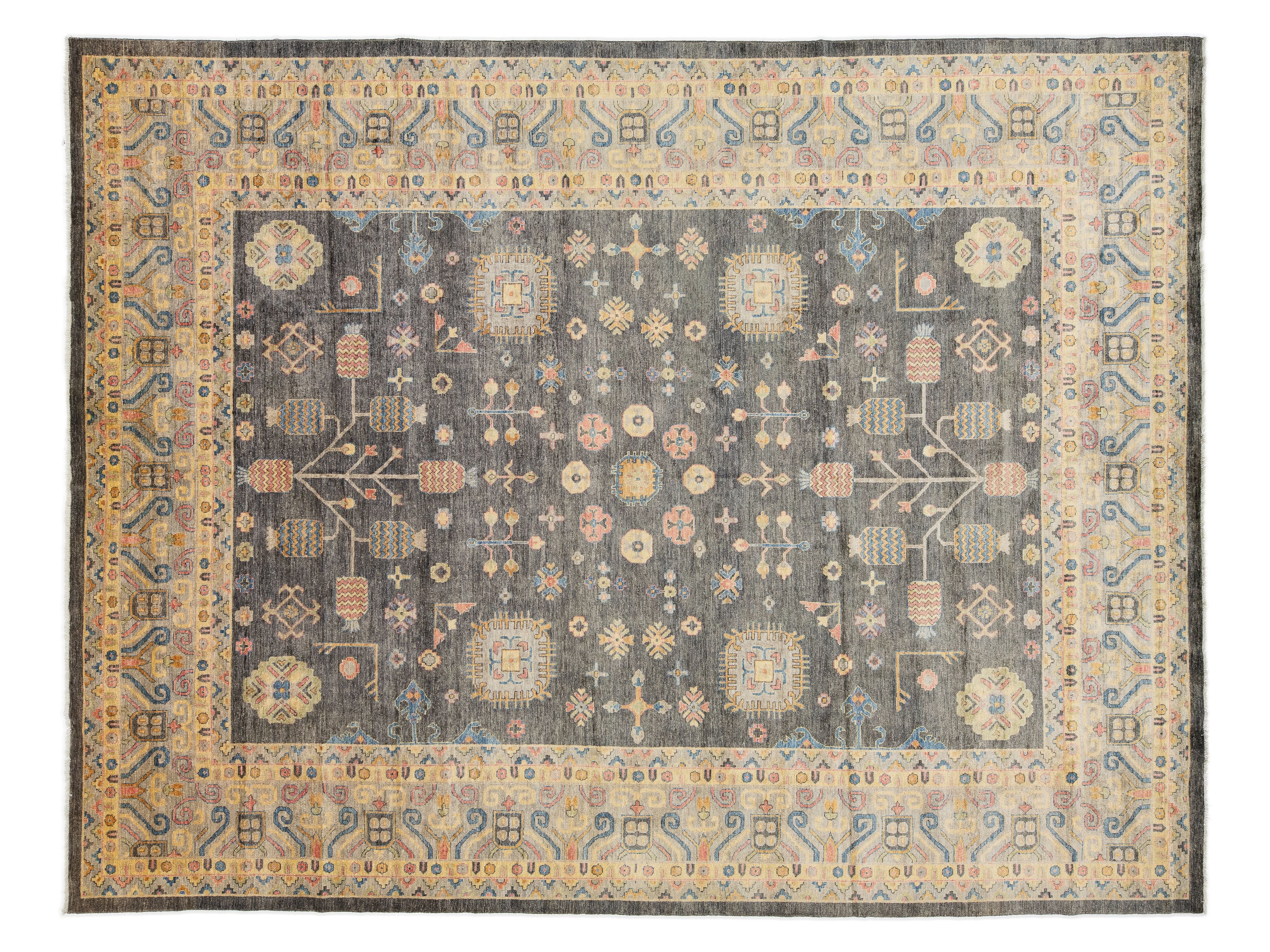 Modern Khotan Wool Rug 12 X 15