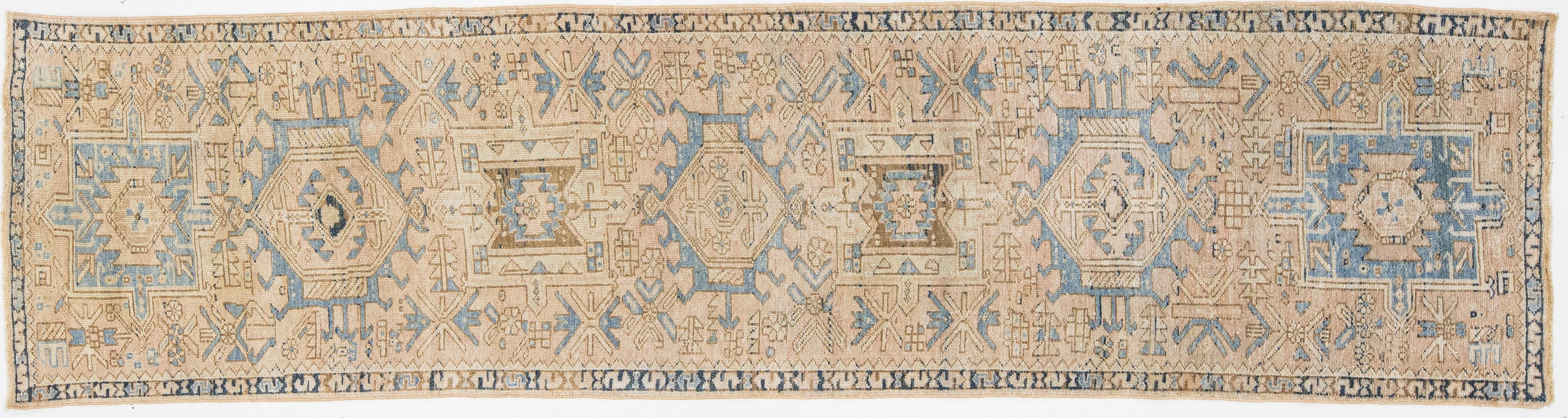 Antique Heriz Wool Runner 3 X 10