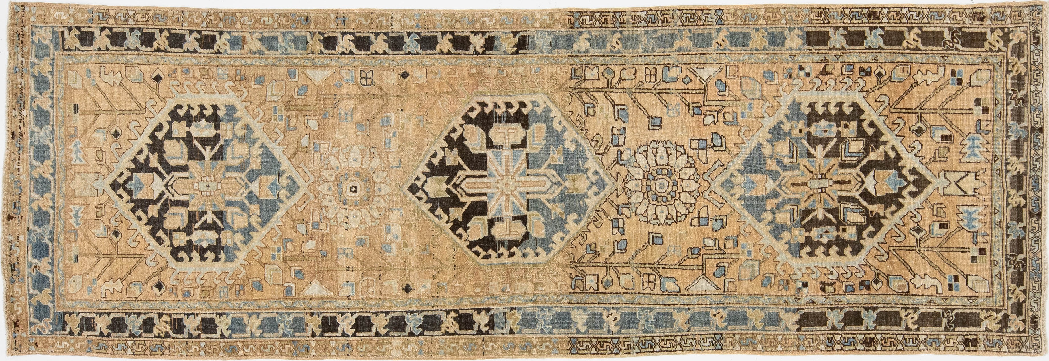 Antique Heriz Wool Runner 3 X 10