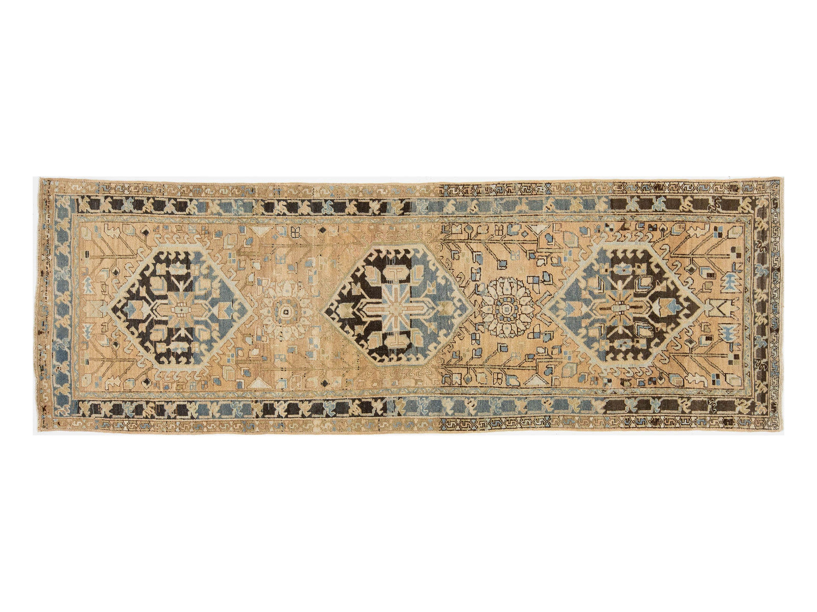 Antique Heriz Wool Runner 3 X 10