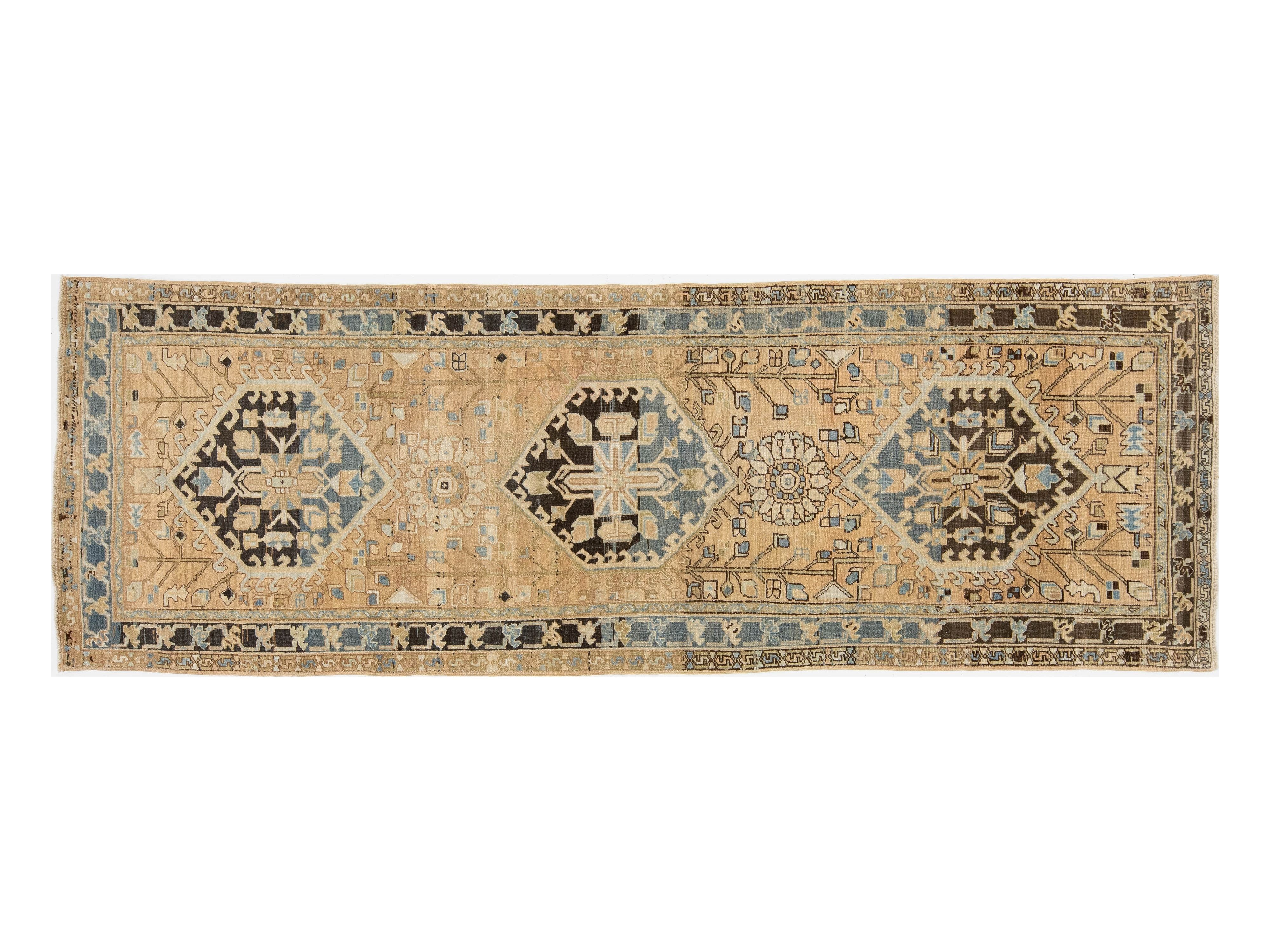 Antique Heriz Wool Runner 3 X 10
