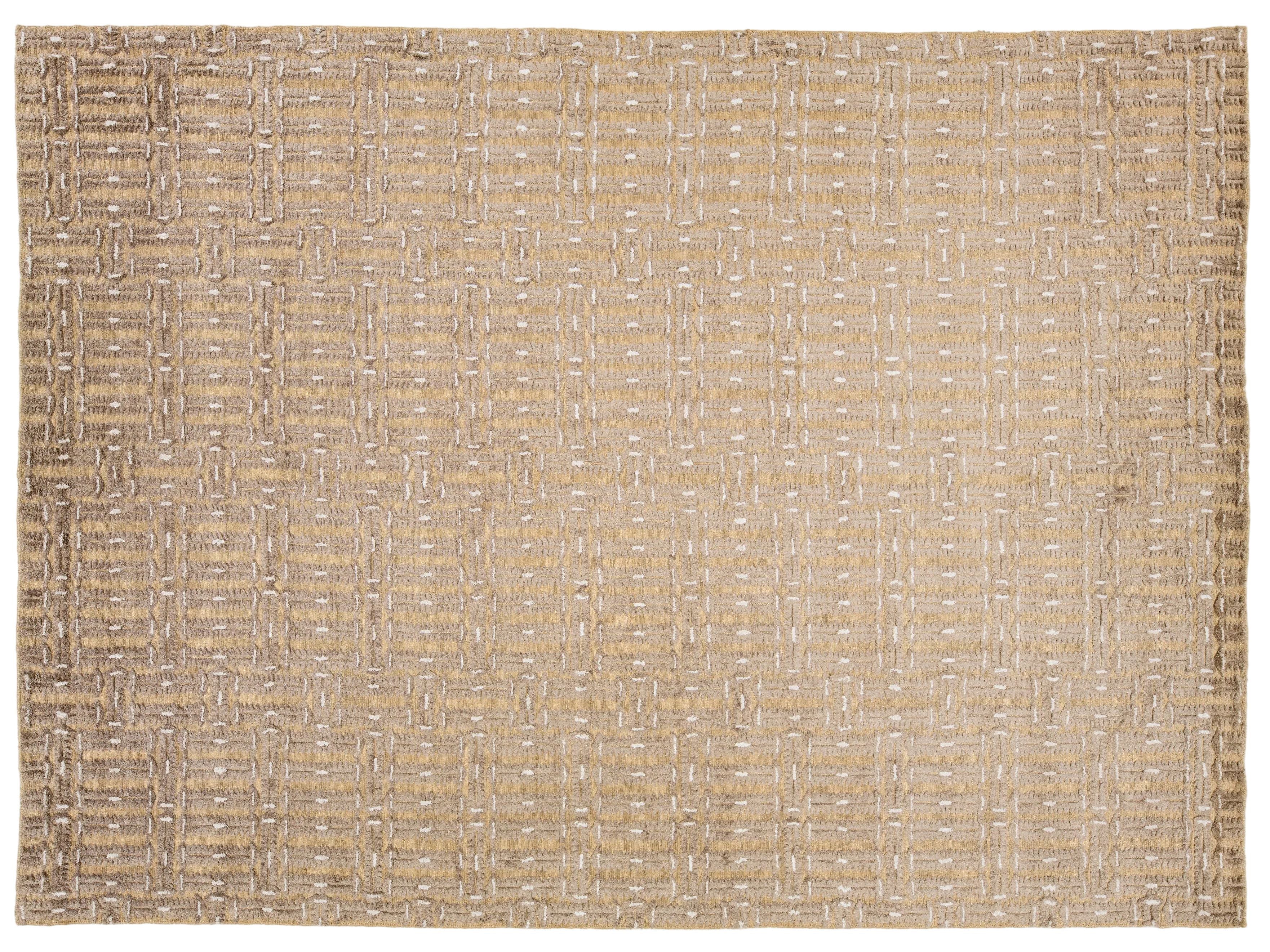 Contemporary Soumak Wool Rug 10 X 14