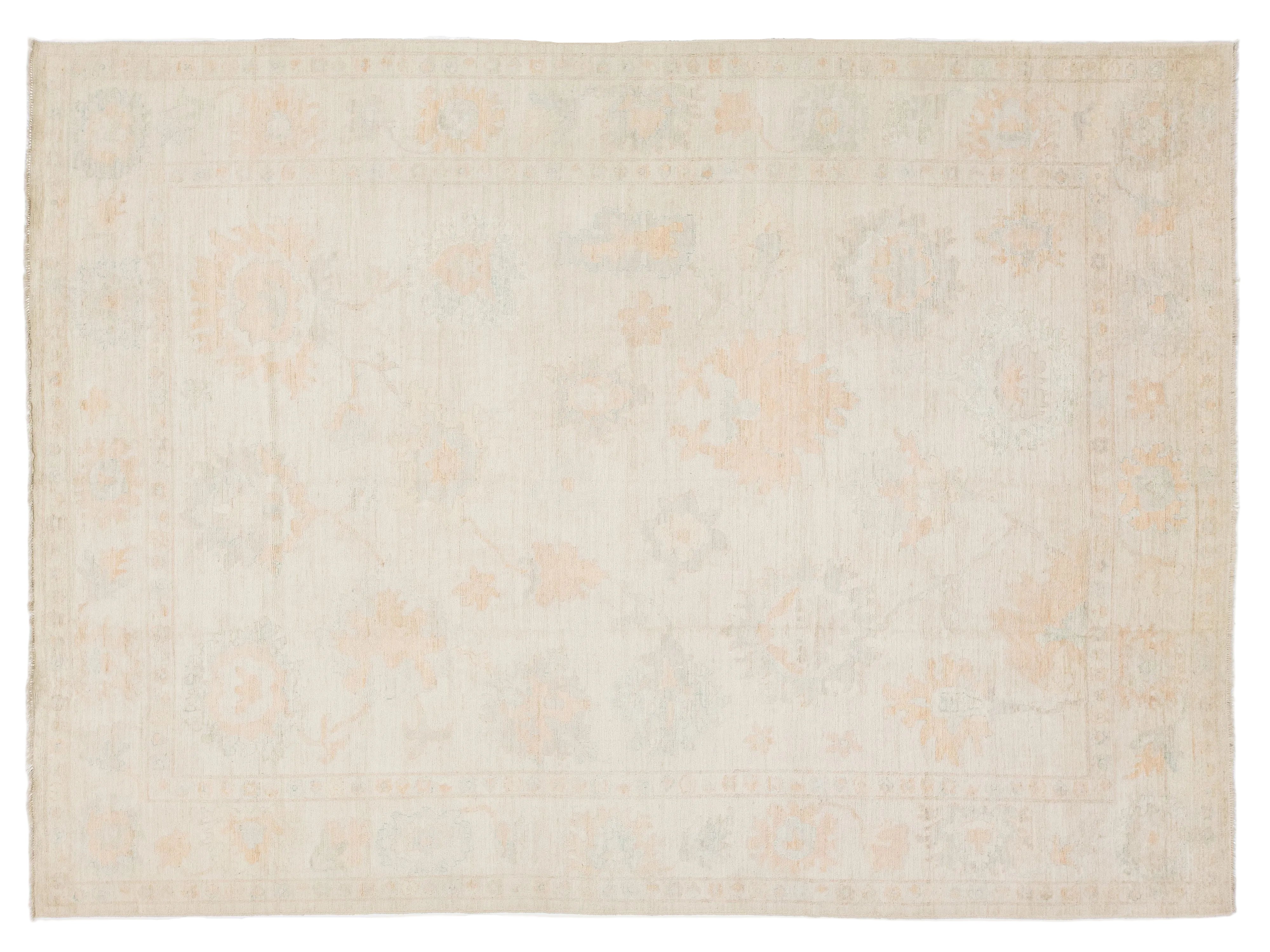 Modern Oushak Wool Rug 10 X 14
