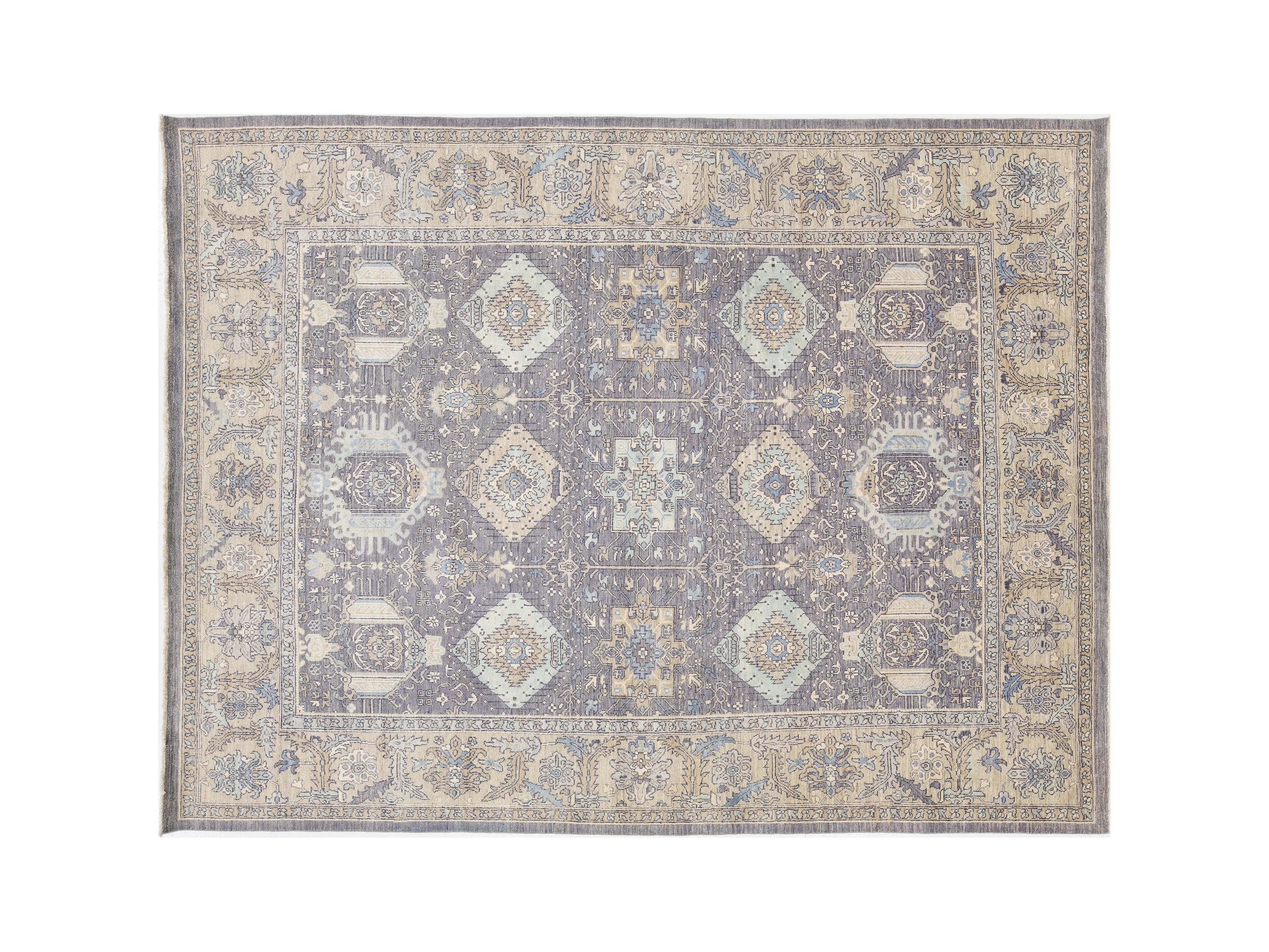Modern Tabriz Wool and Silk Rug 9 X 12