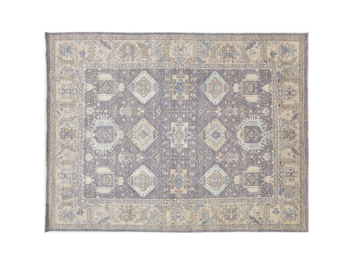 Modern Tabriz Wool and Silk Rug 9 X 12