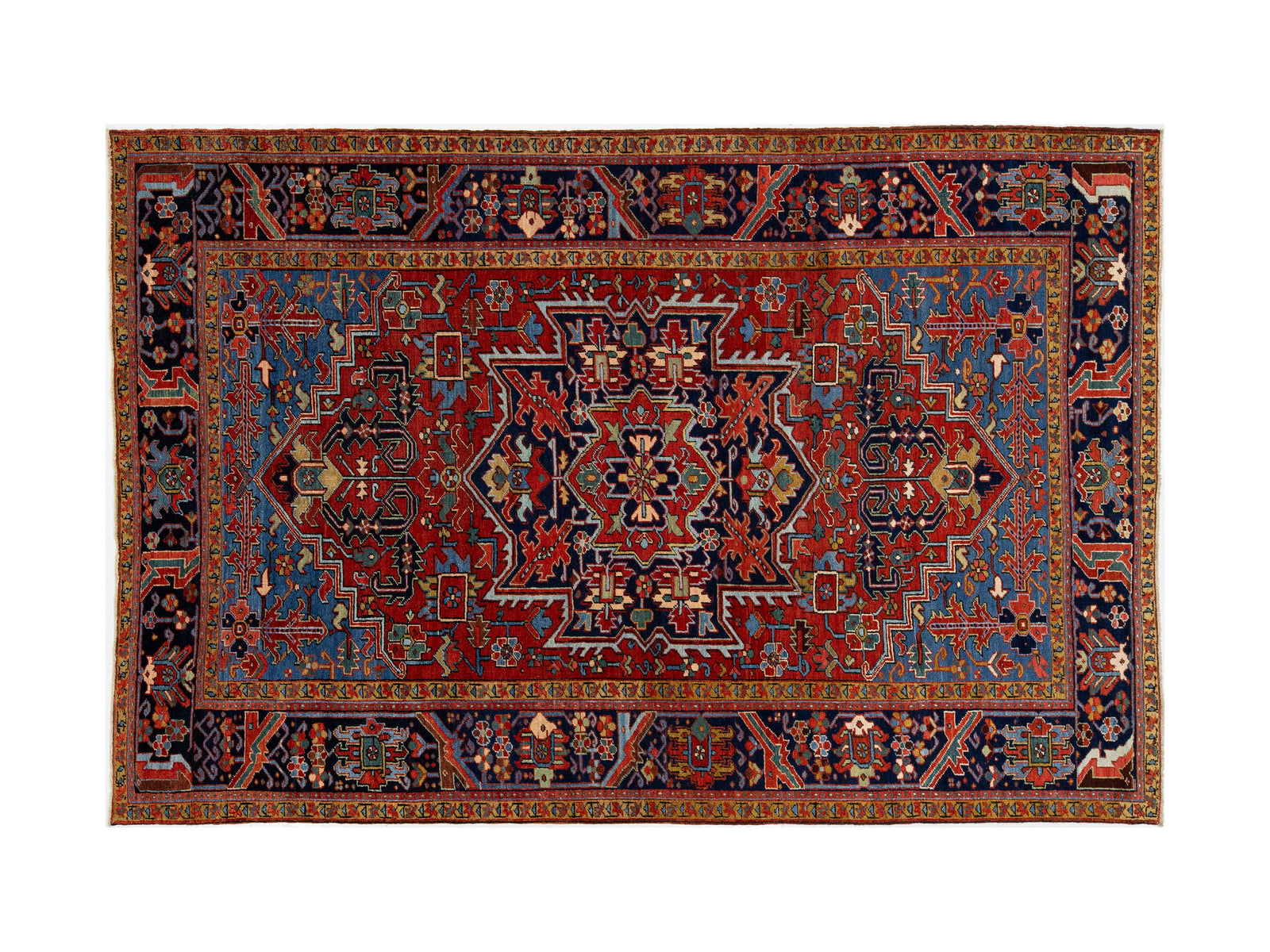 Antique Heriz Wool Rug 7 X 10