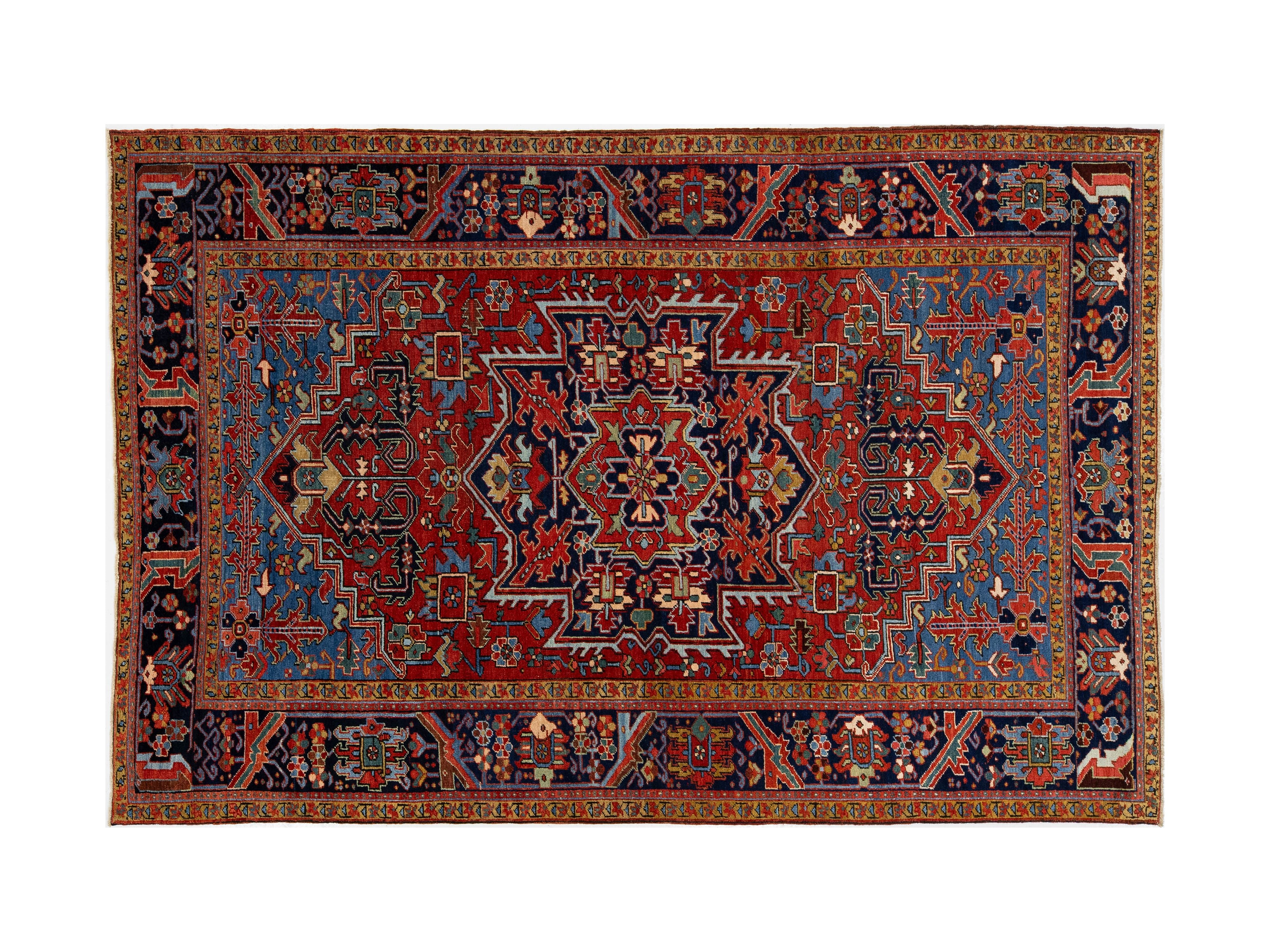 Antique Heriz Wool Rug 7 X 10
