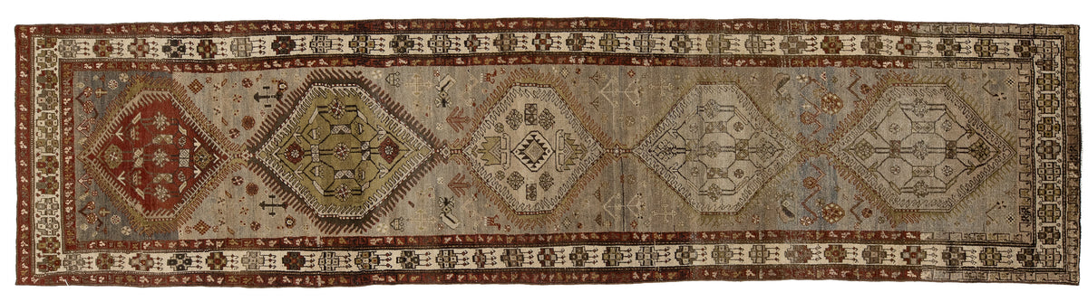 Antique Caucasian Wool Runner 3 X 12