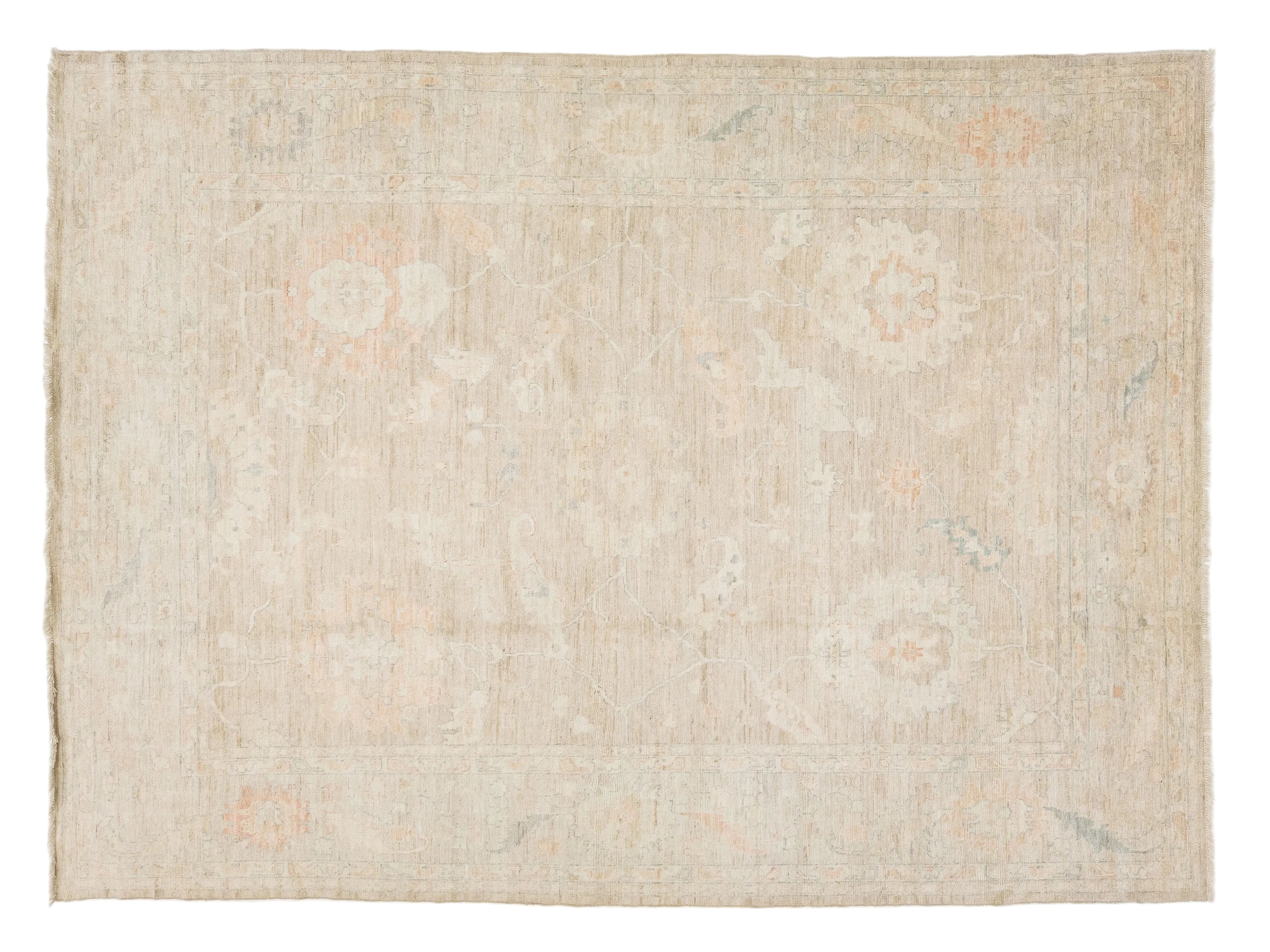 Modern Oushak Wool Rug 10 X 13