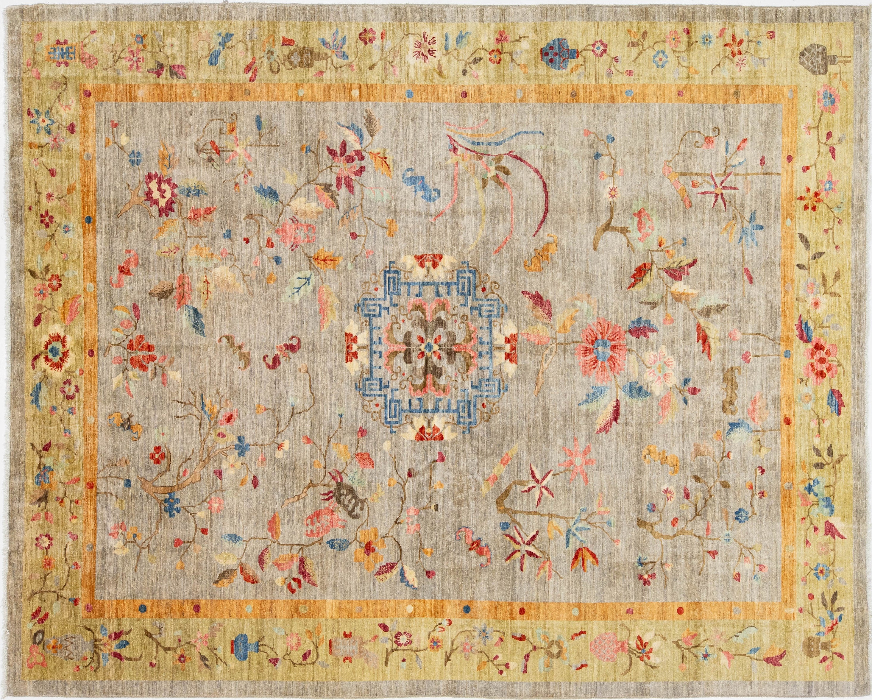 Modern Art Deco Floral Chinese Wool Rug 8 X 10