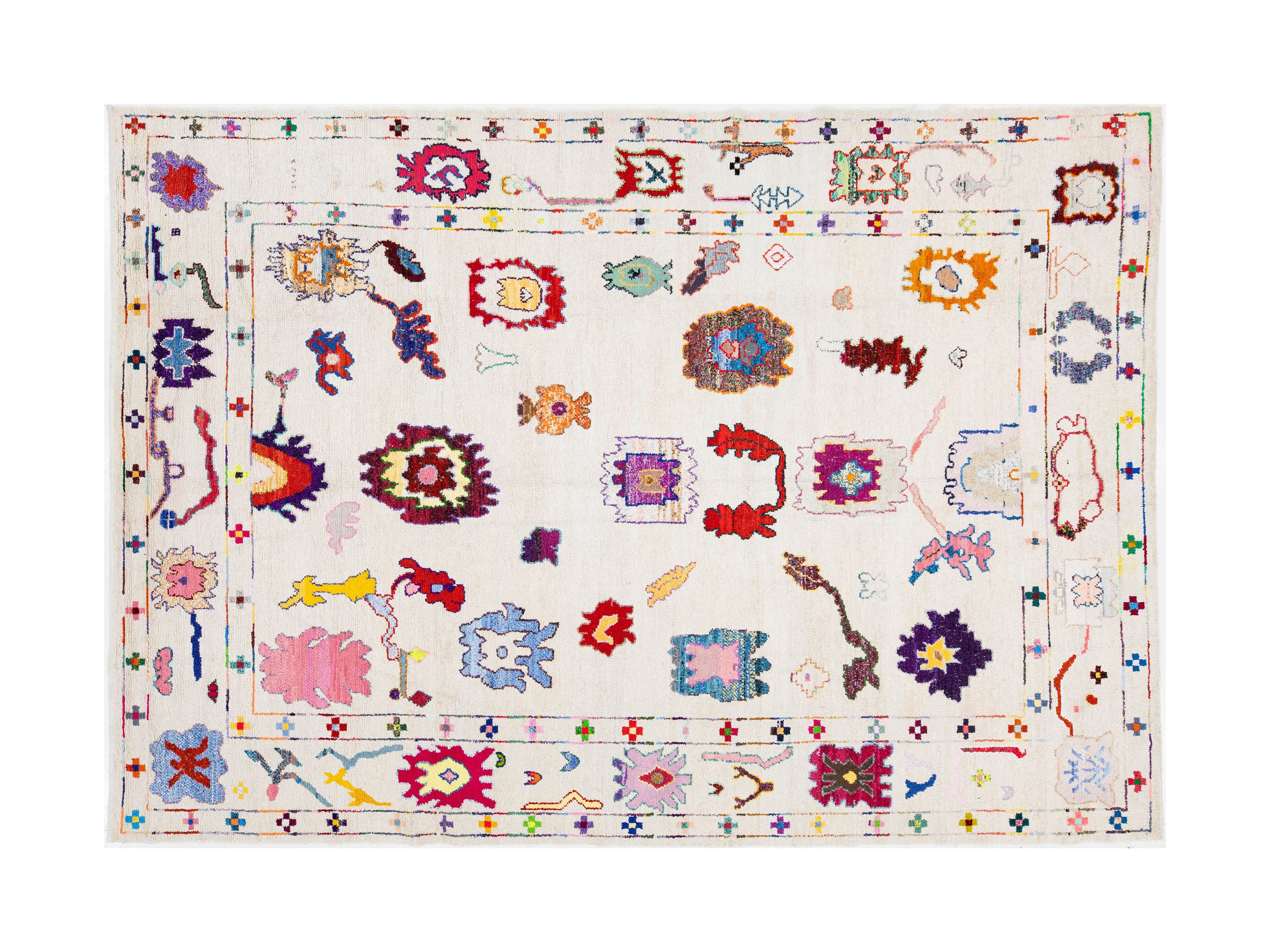 Modern Turkish Oushak Wool Rug 10 X 15
