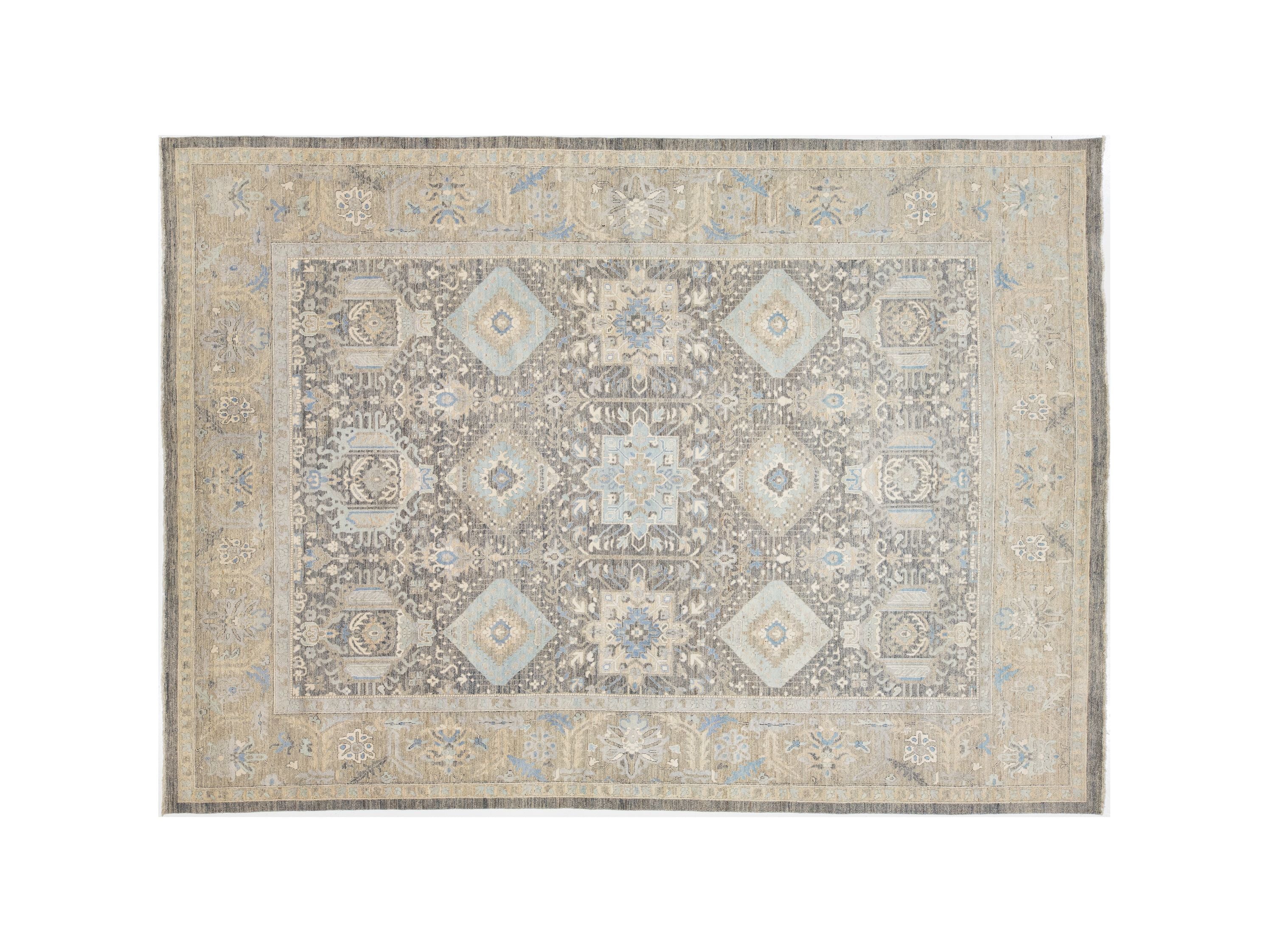 Modern Tabriz Wool and Silk Rug 10 X 14
