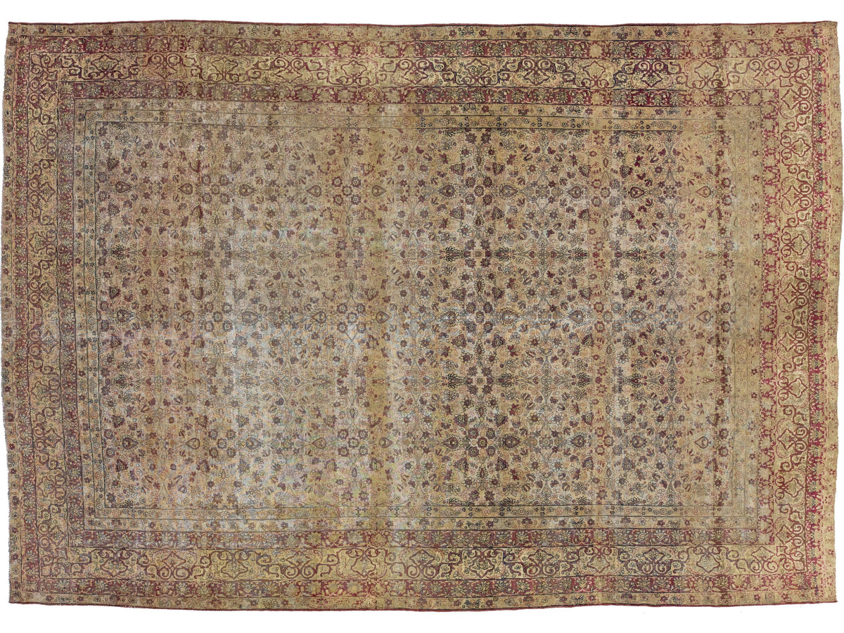 Antique Kerman Wool Rug  10 X 15