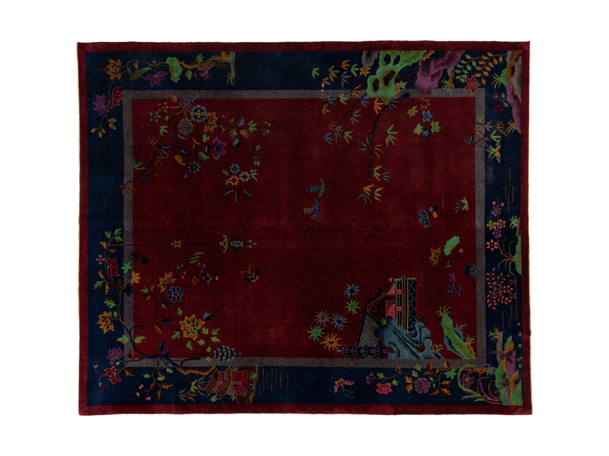 Antique Art Deco Chinese Wool Rug 8 X 10