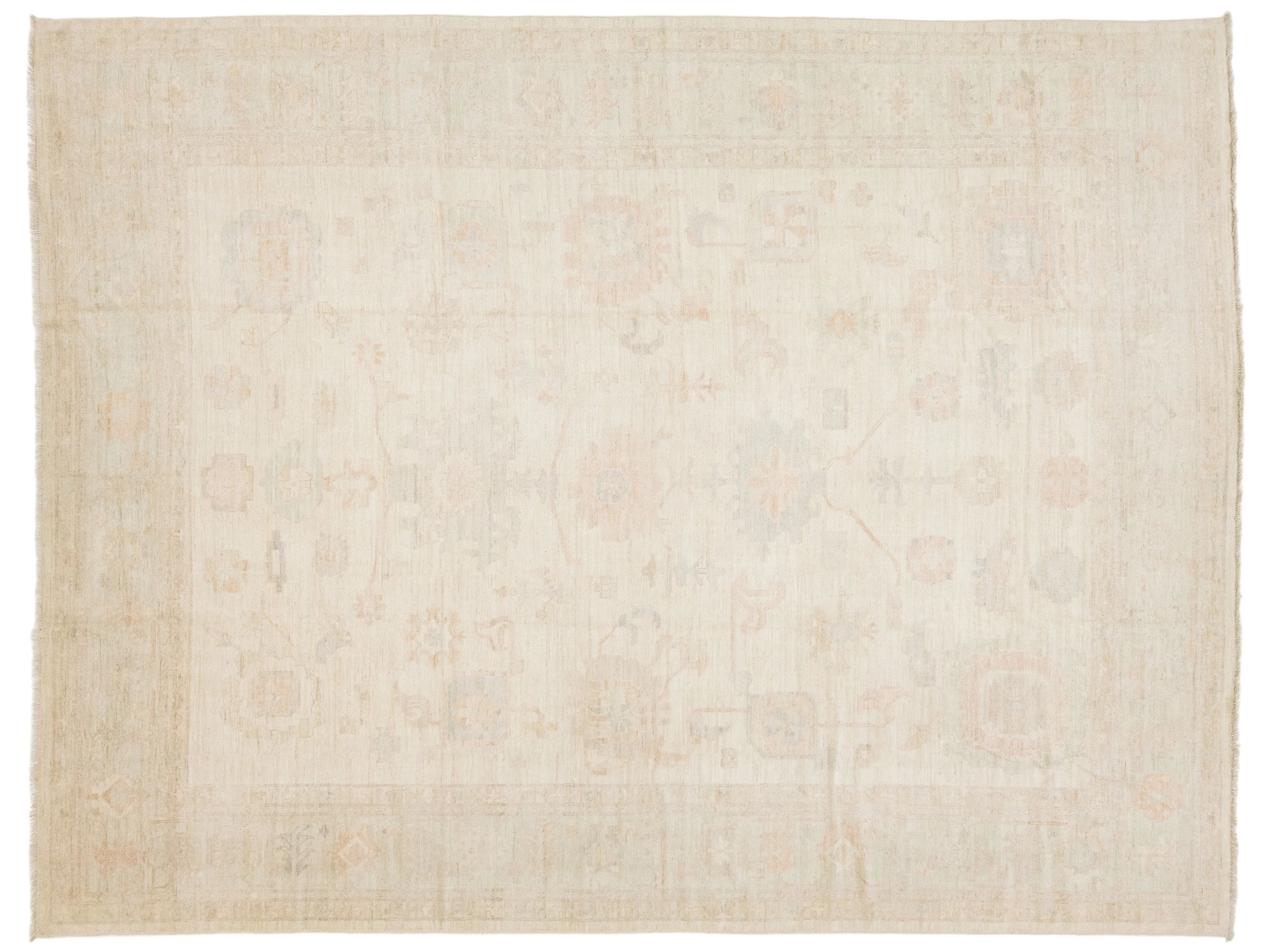 Modern Oushak Wool Rug 12 X 15