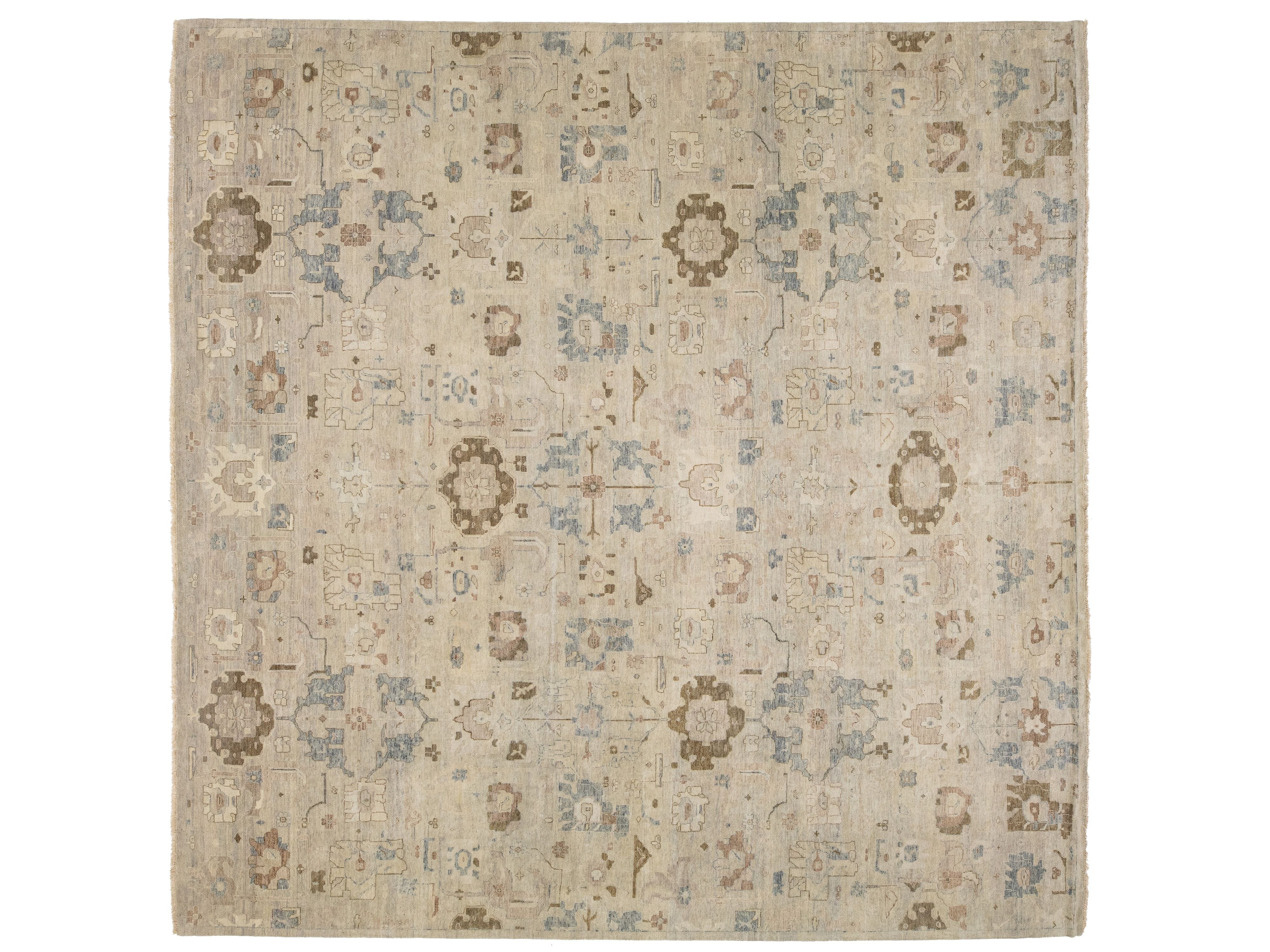 Modern Oushak Wool Square Rug 15 X 15