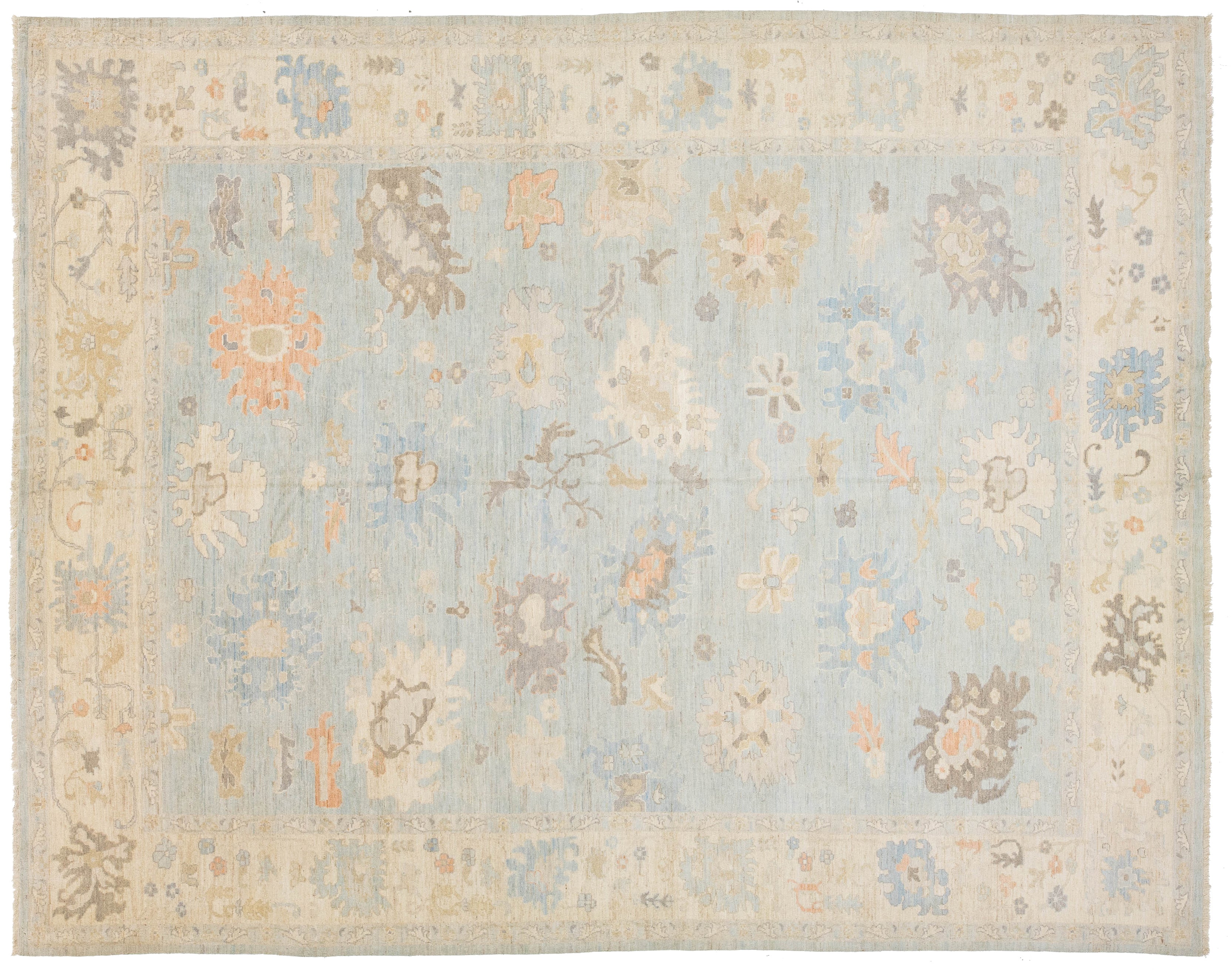 Modern Oushak Wool Rug 12 X 15