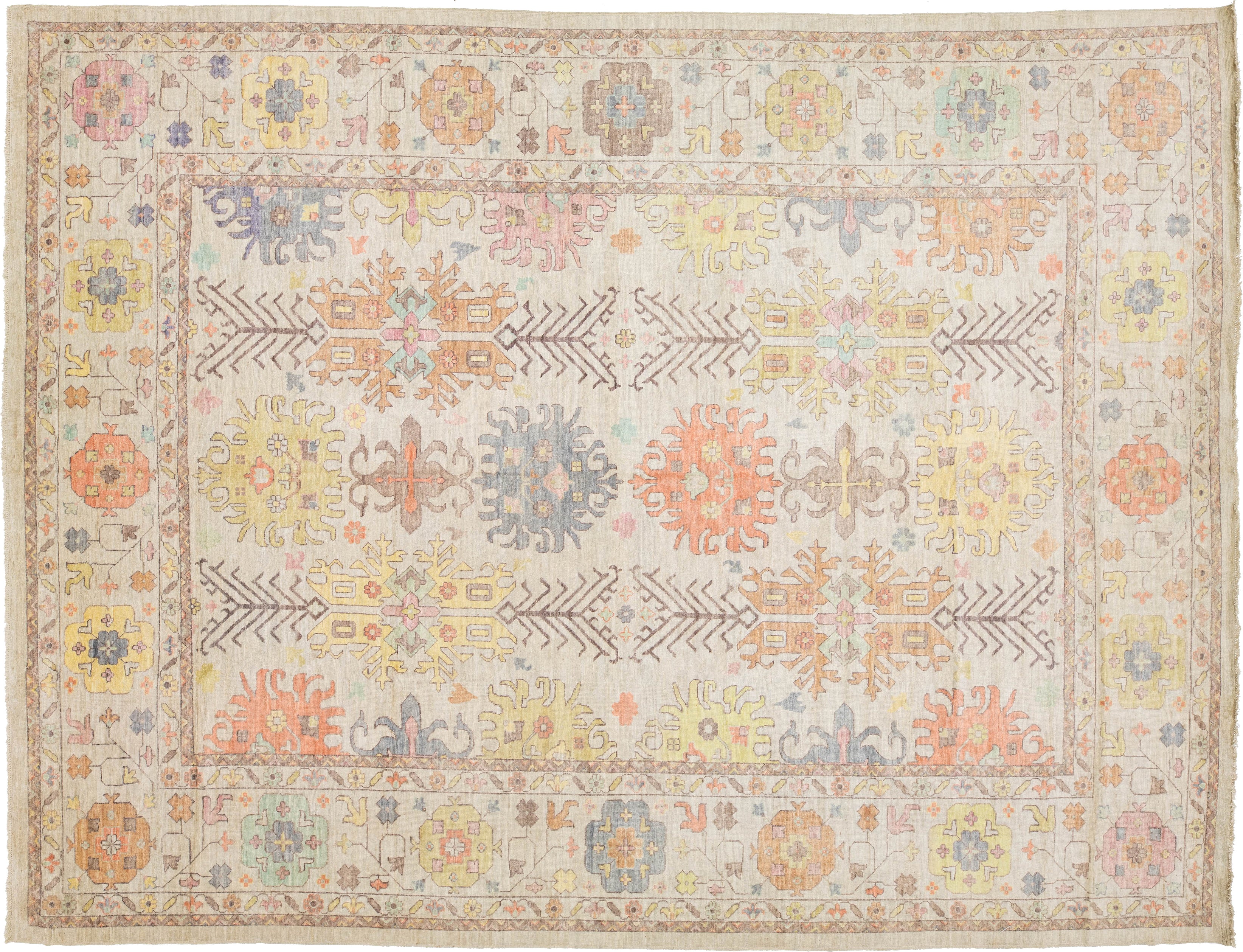 Modern Oushak Wool Rug 12 X 16