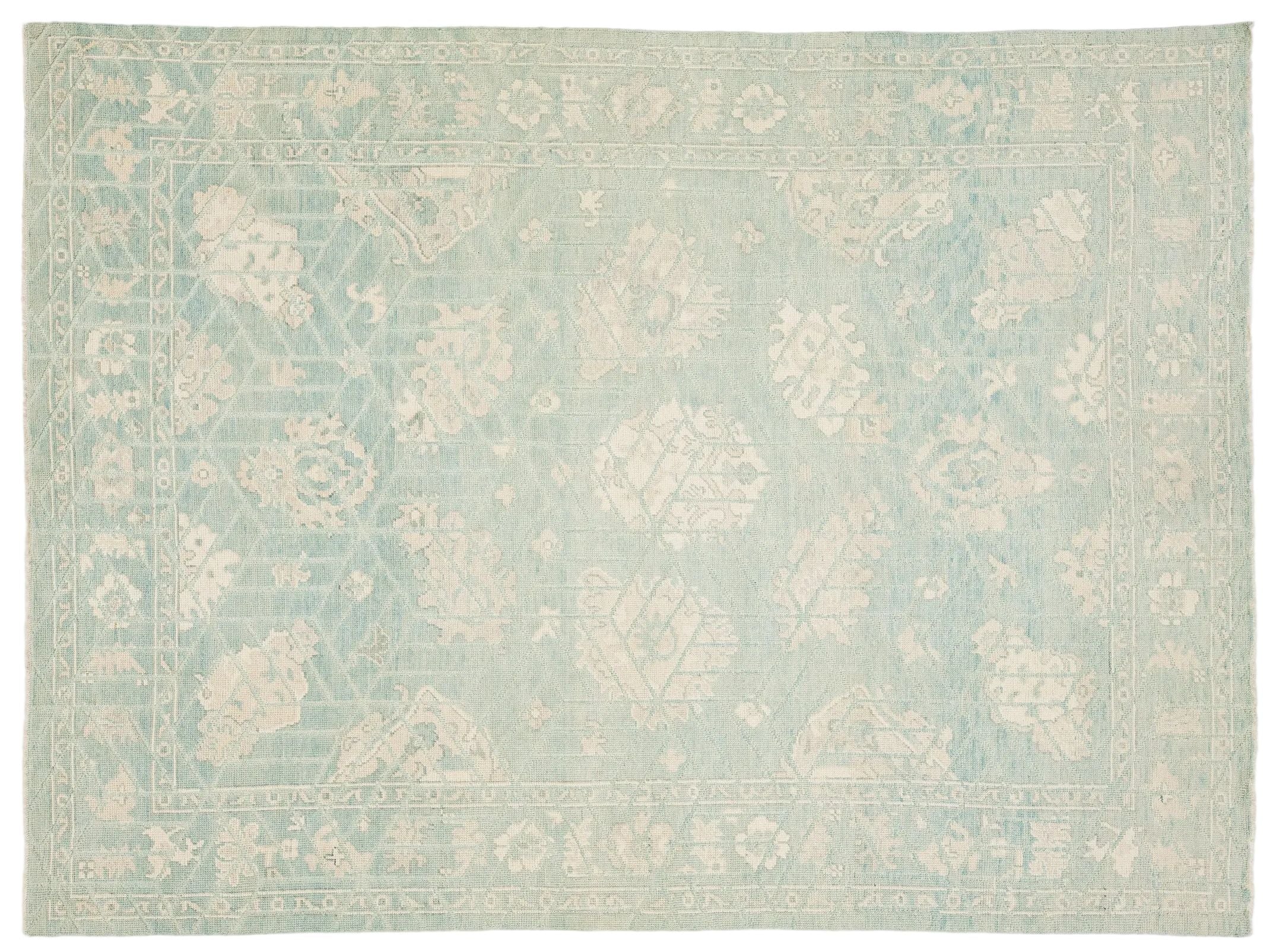 Modern Oushak Wool Rug 9 X 12