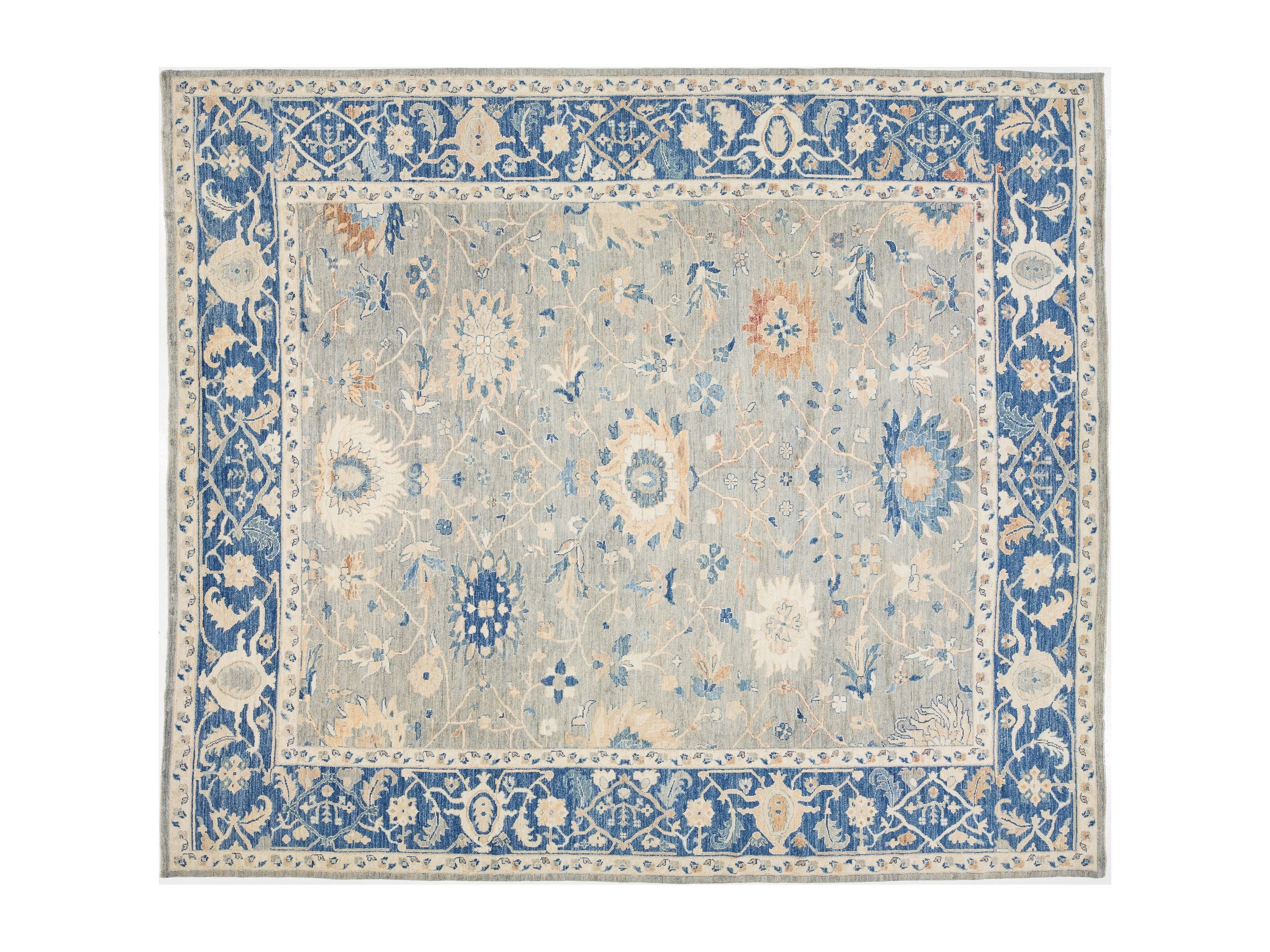 Modern Oushak Wool Rug 13 X 14