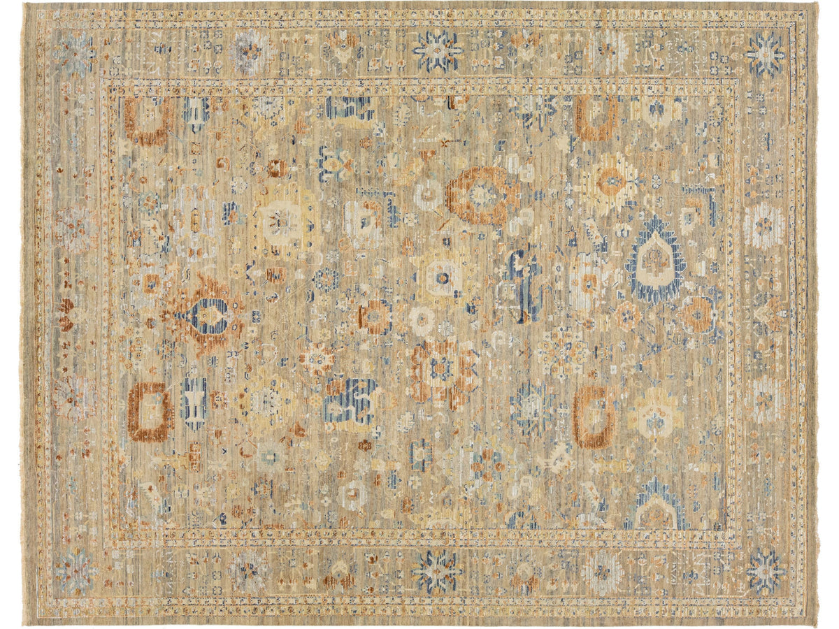 Modern Indian Wool and Silk Rug 12 X 15