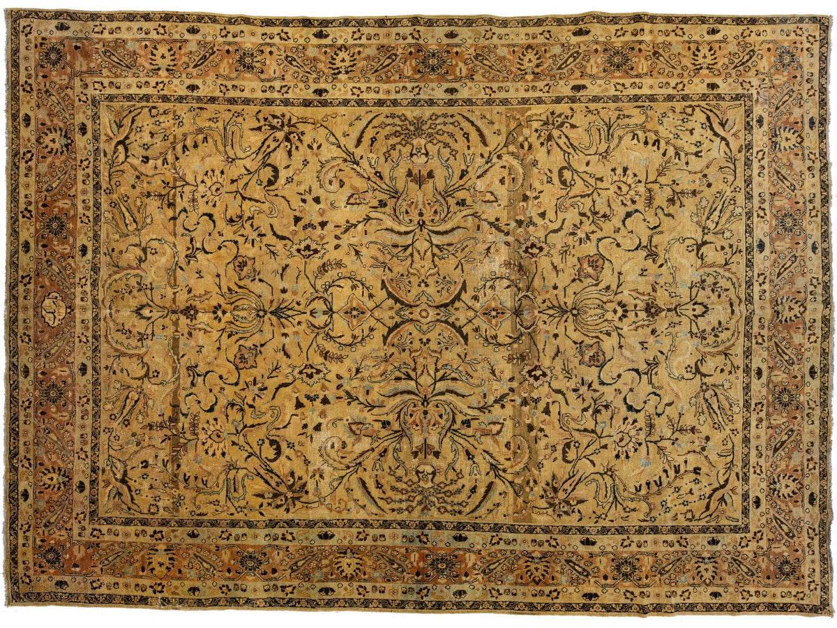 Antique Tabriz Wool Rug 10 X 15