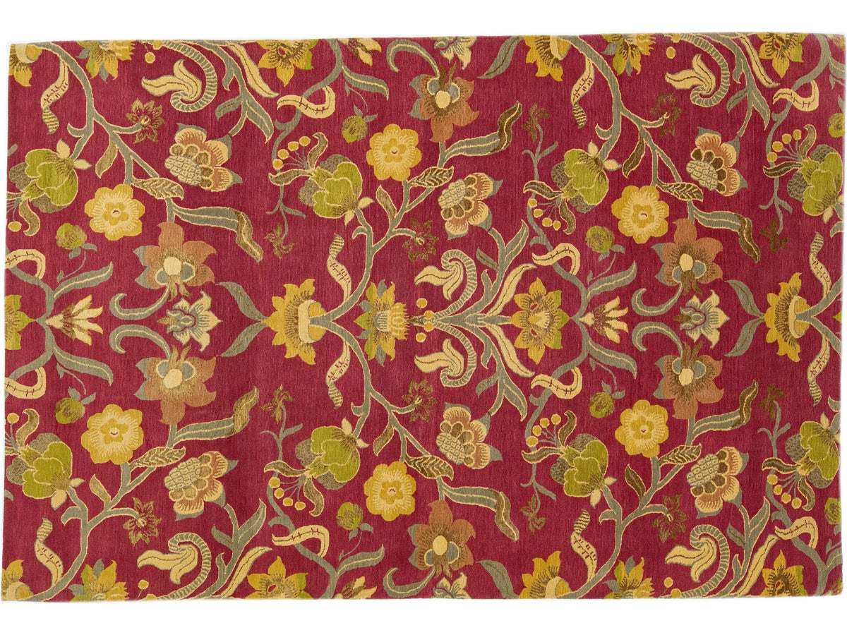 Modern Nepalese Wool and Silk Rug 6 X 9