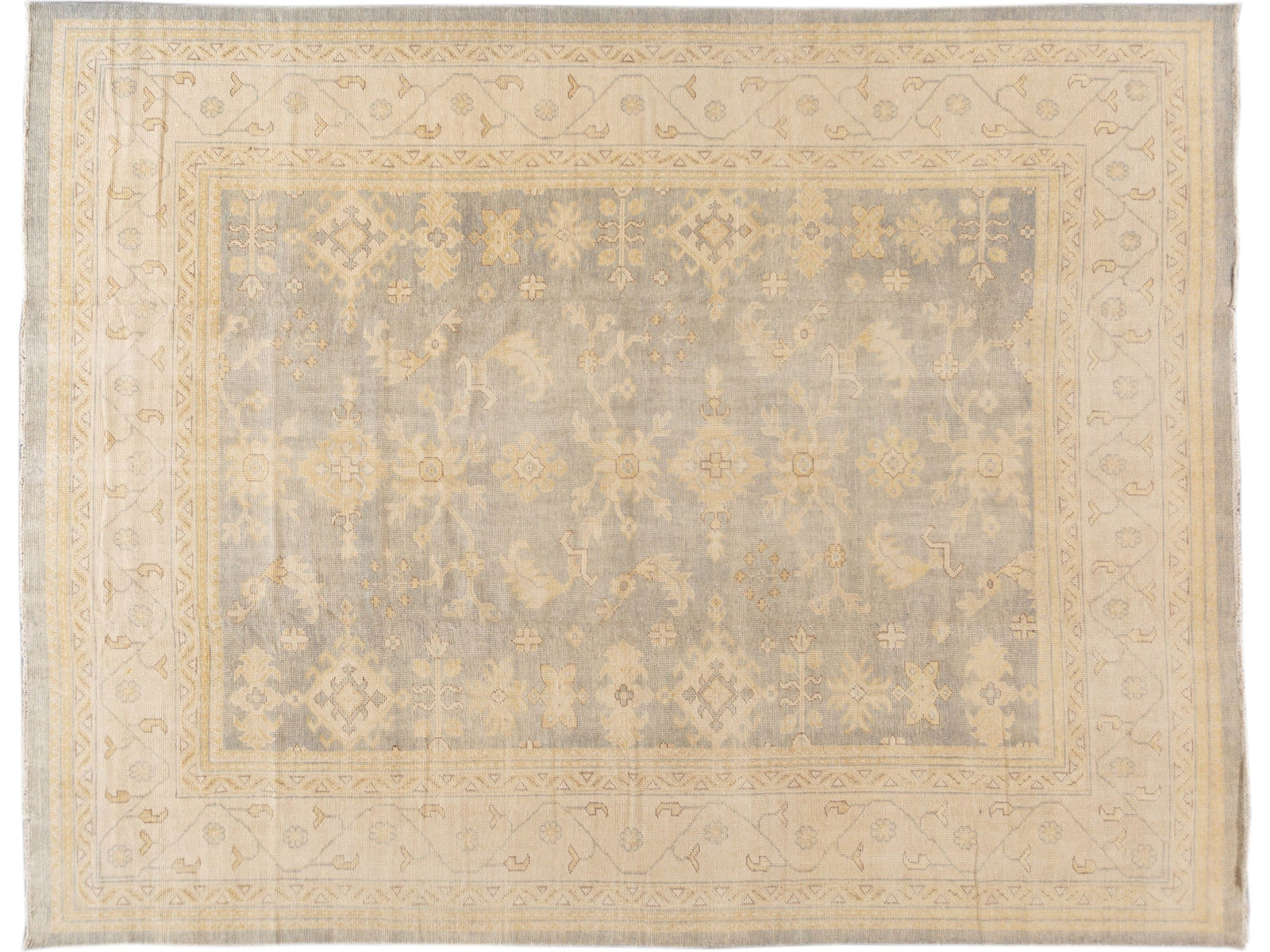 Modern Oushak-Style Oversize Wool Rug 12 x 15