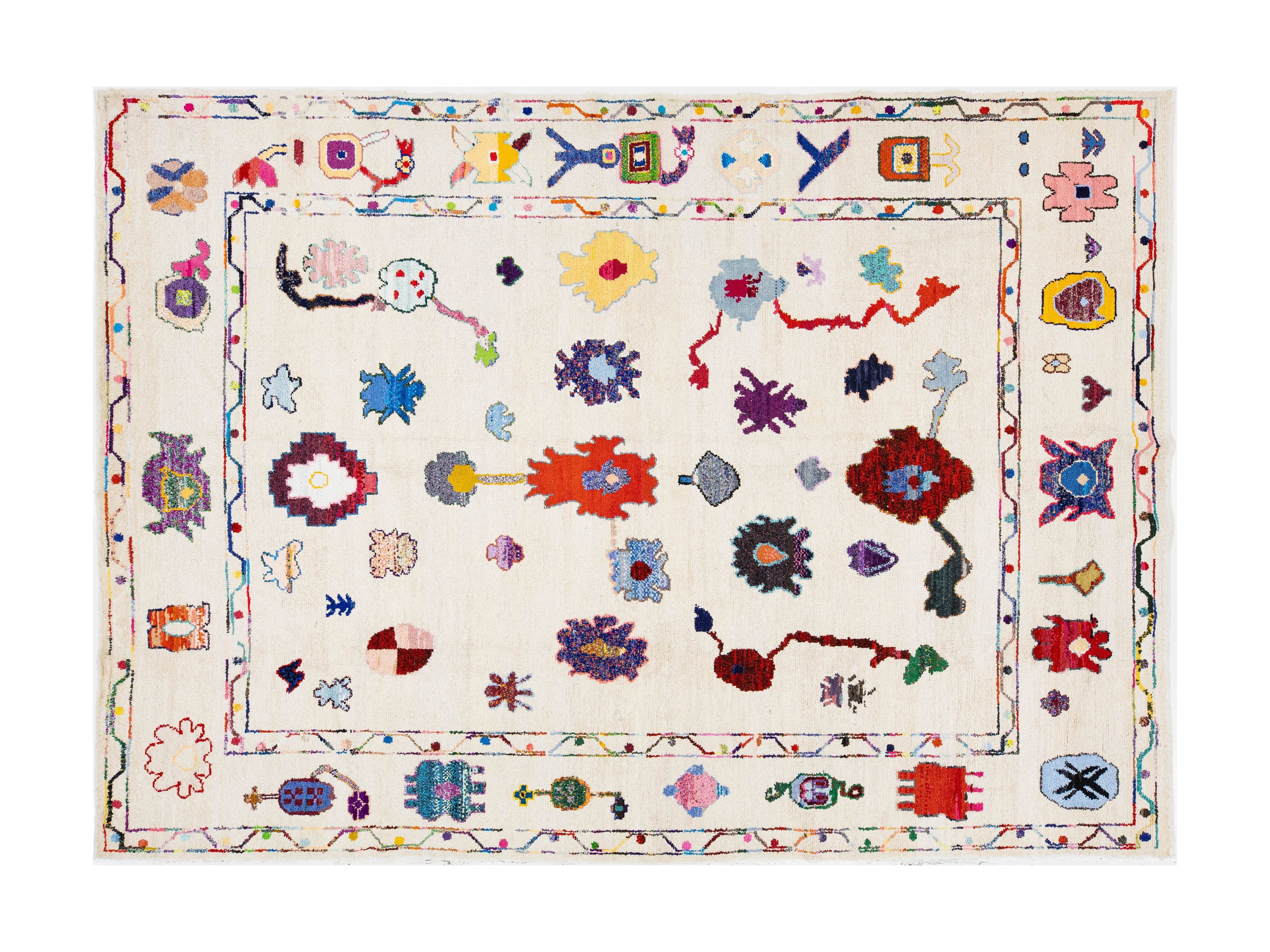 Modern Turkish Oushak Wool Rug 10 X 15