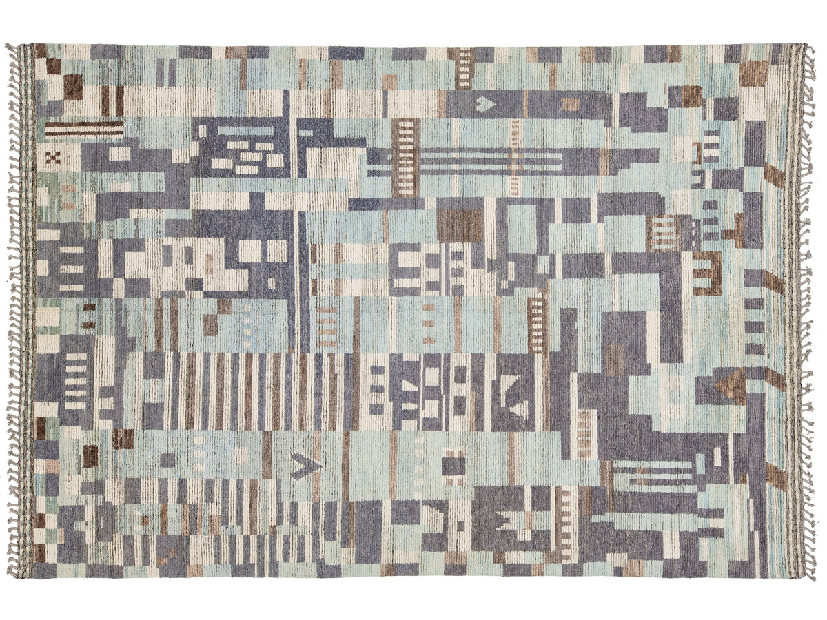 Modern Moroccan Wool Rug 10 X 14