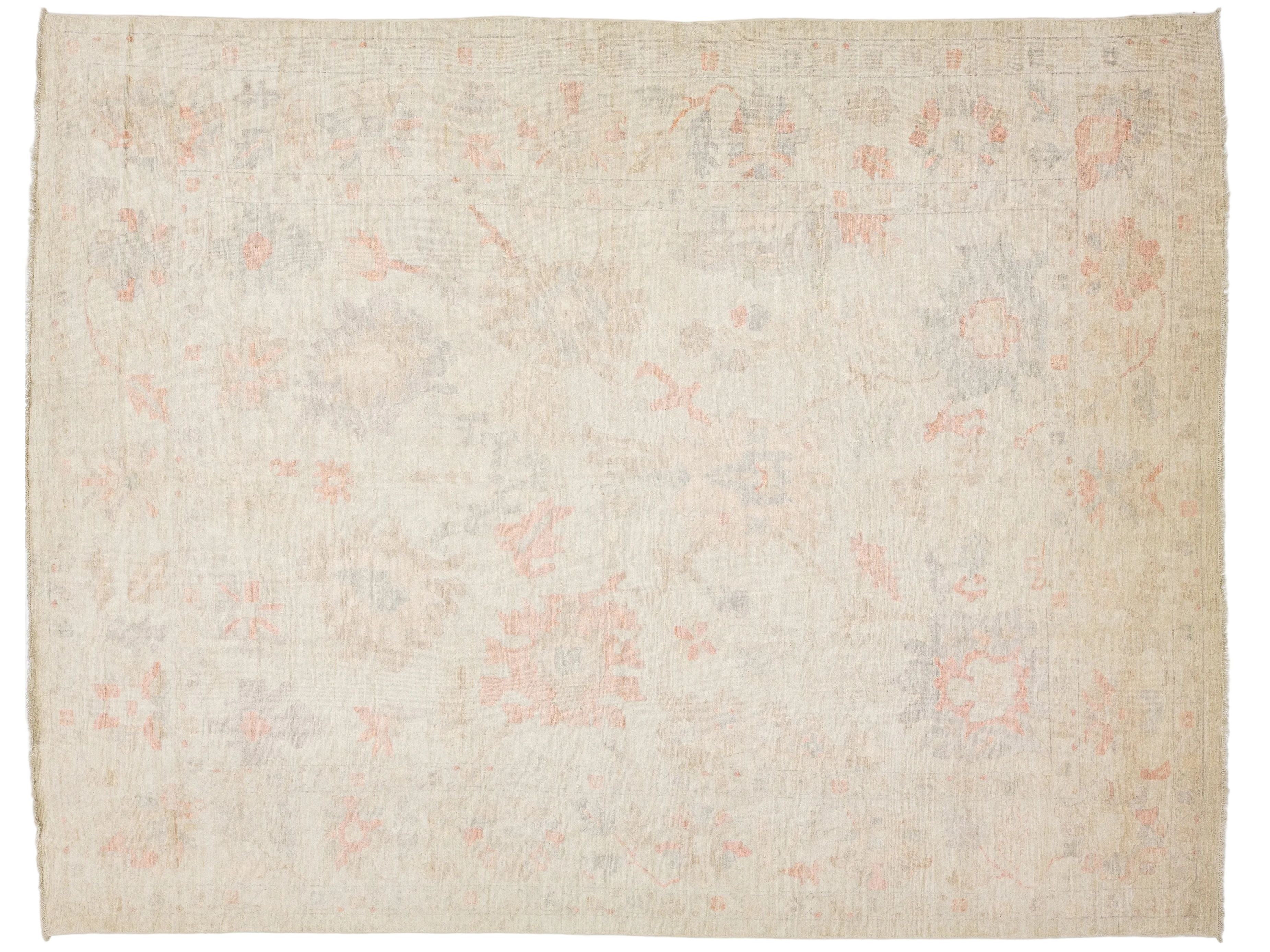 Modern Oushak Wool Rug 12 X 16