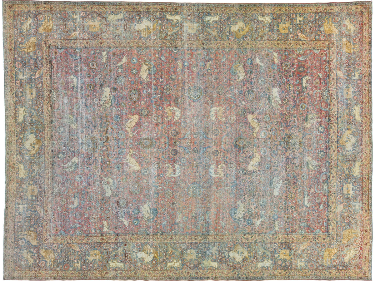Antique Tabriz Wool Rug 13 X 17