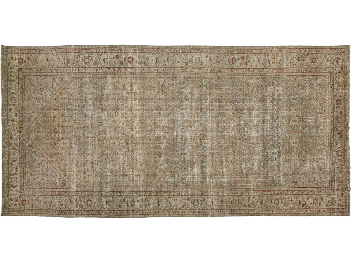 Antique Mahal Wool Rug 10 X 21