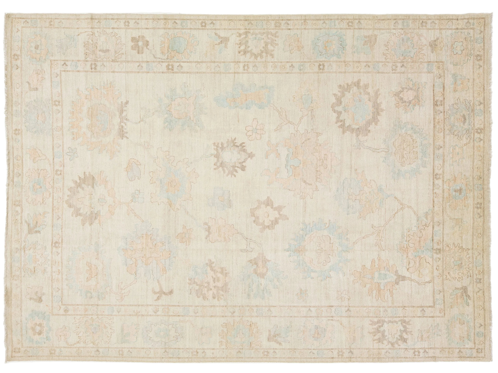Modern Oushak Wool Rug 10 X 14