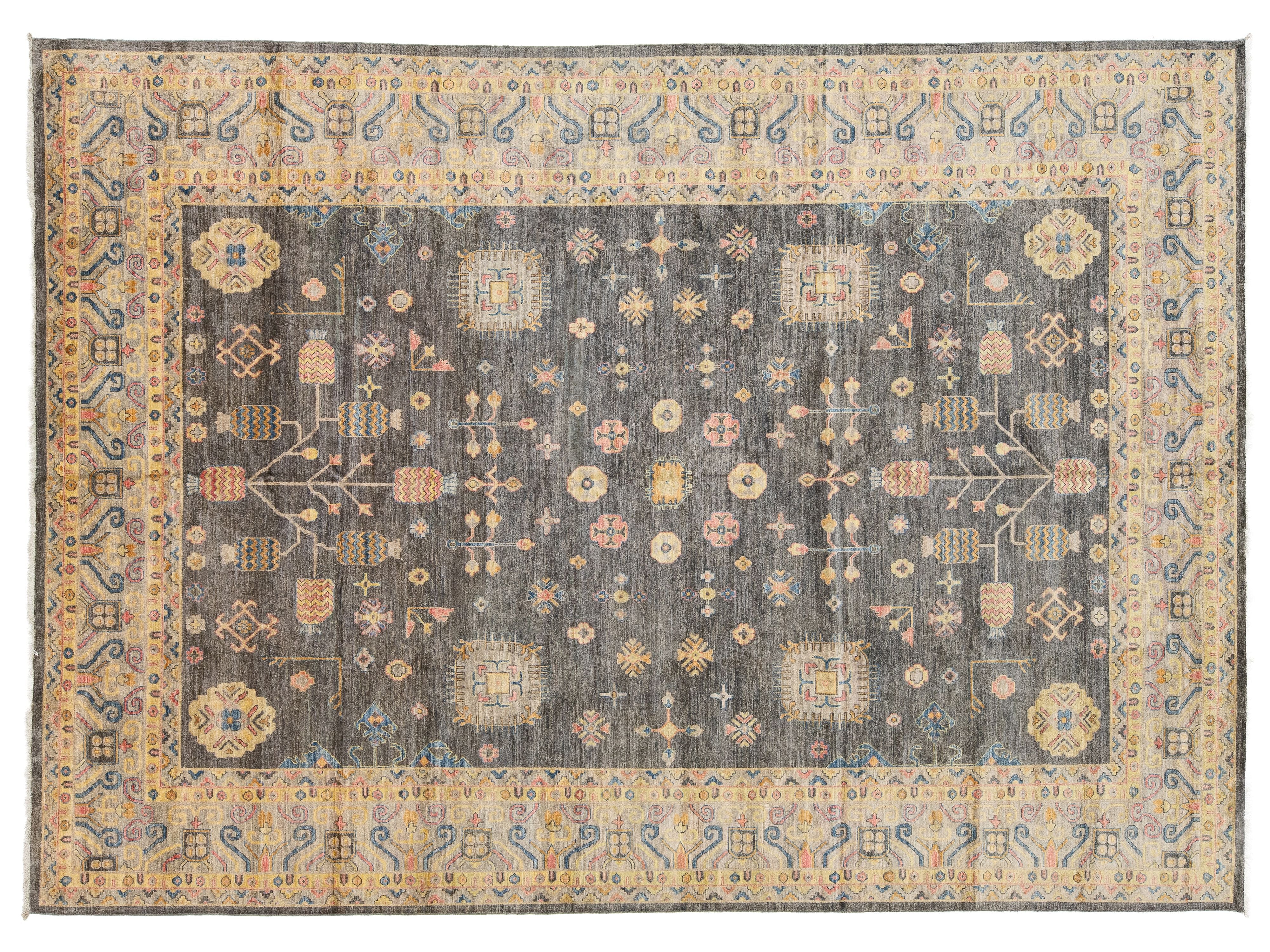 Modern Khotan Wool Rug 10 X 14