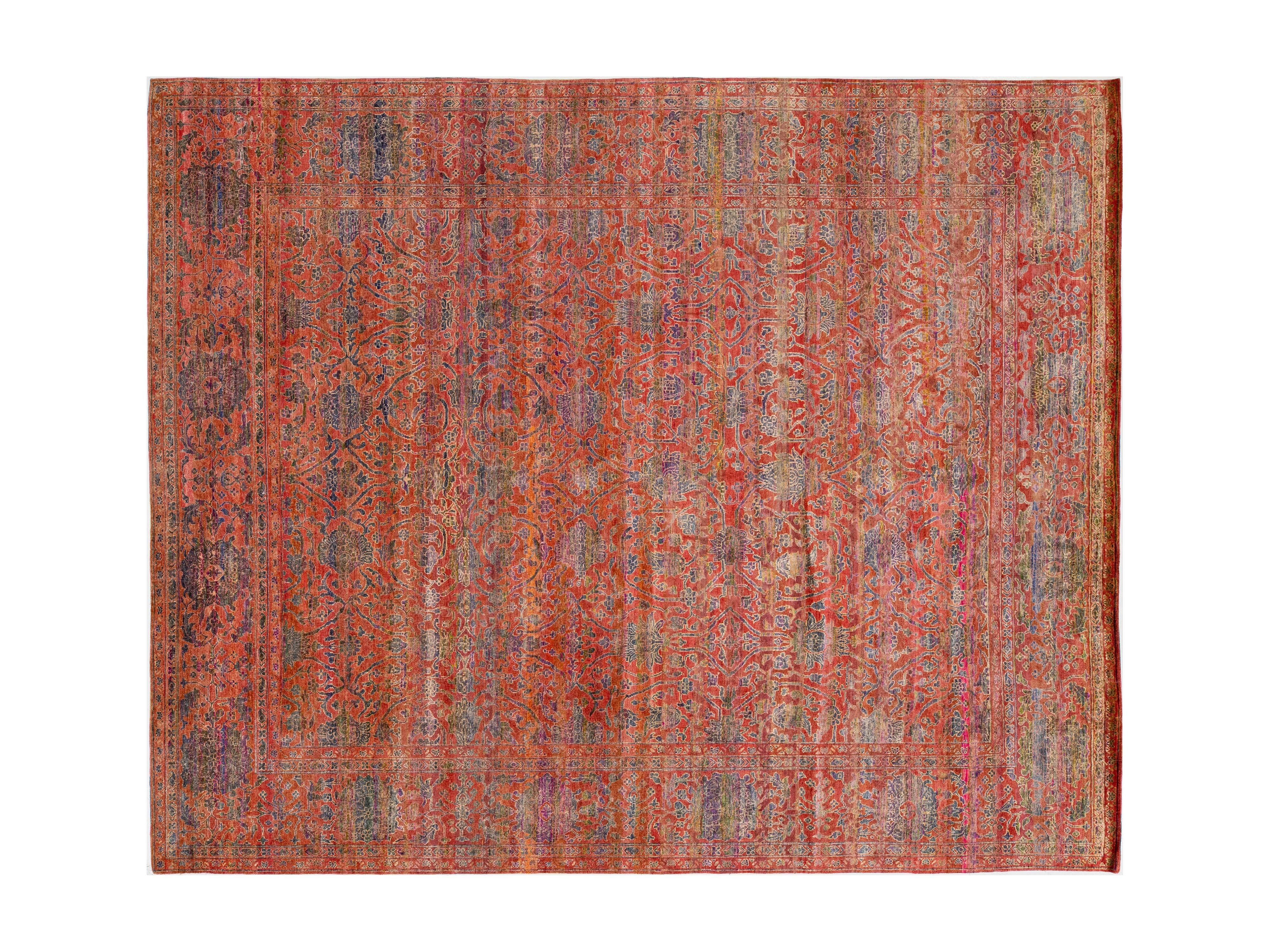 Modern Transitional Wool and Silk Rug 12 X 15