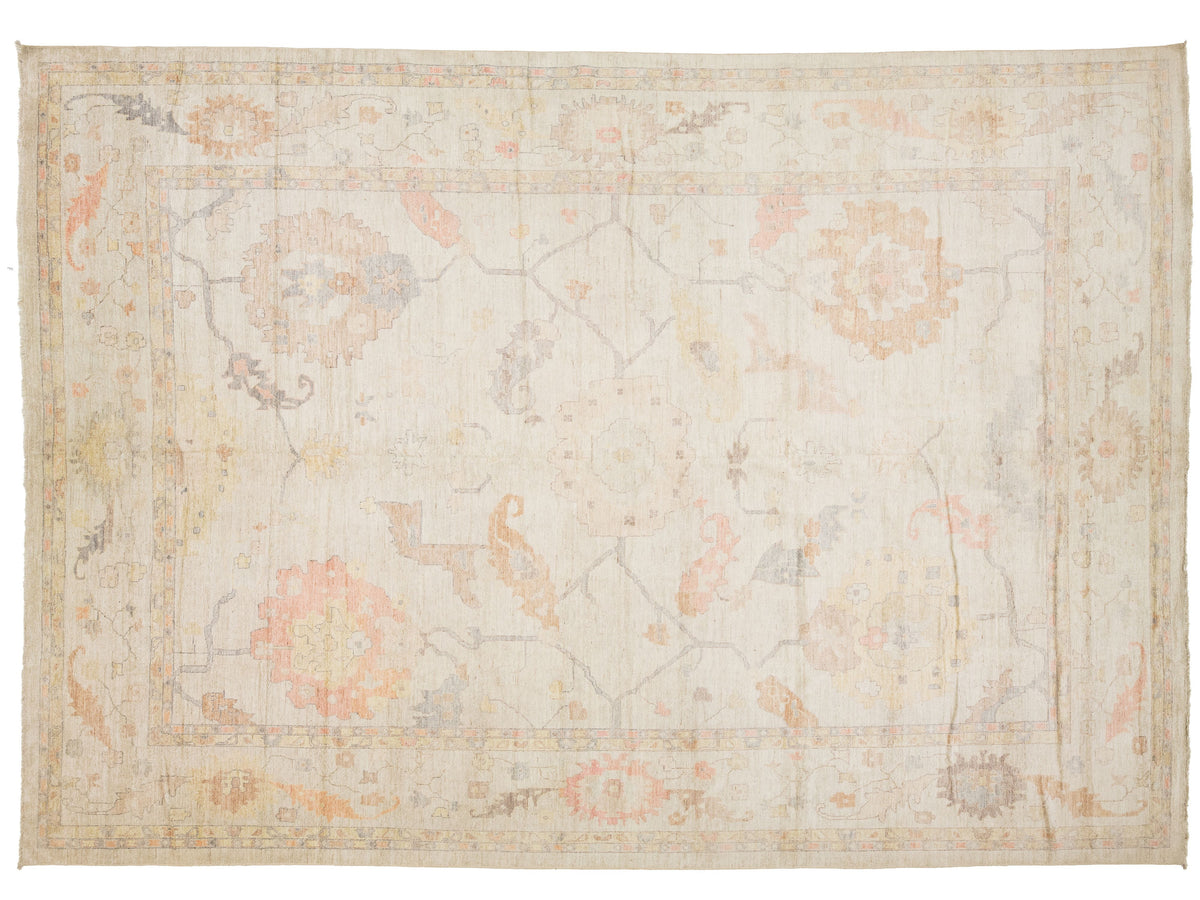 Modern Oushak Wool Rug 14 X 19