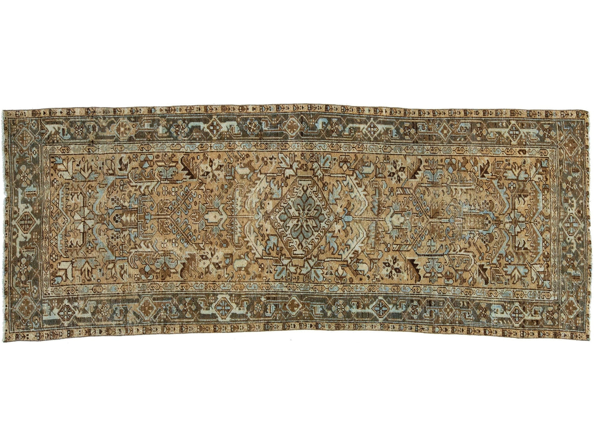 Antique Heriz Wool Runner 4 X 10