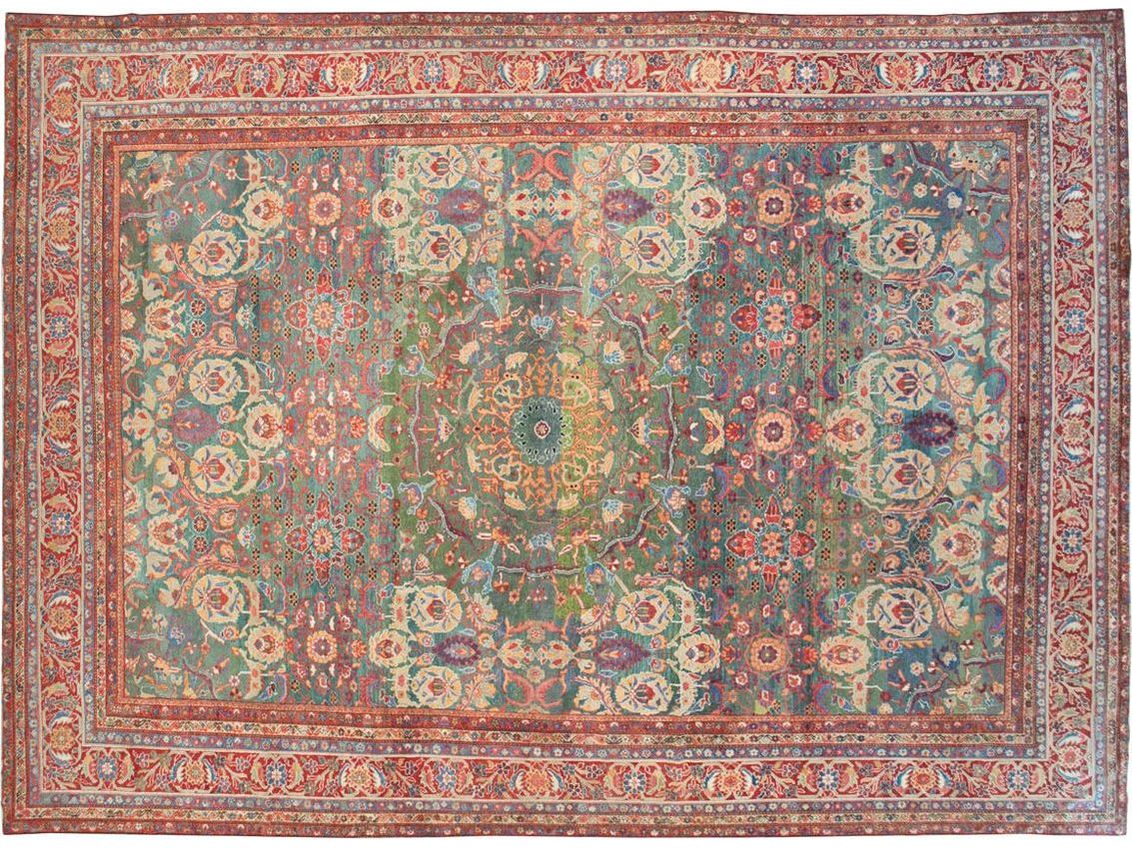 Antique Persian Mahal Wool Rug 14 X 20