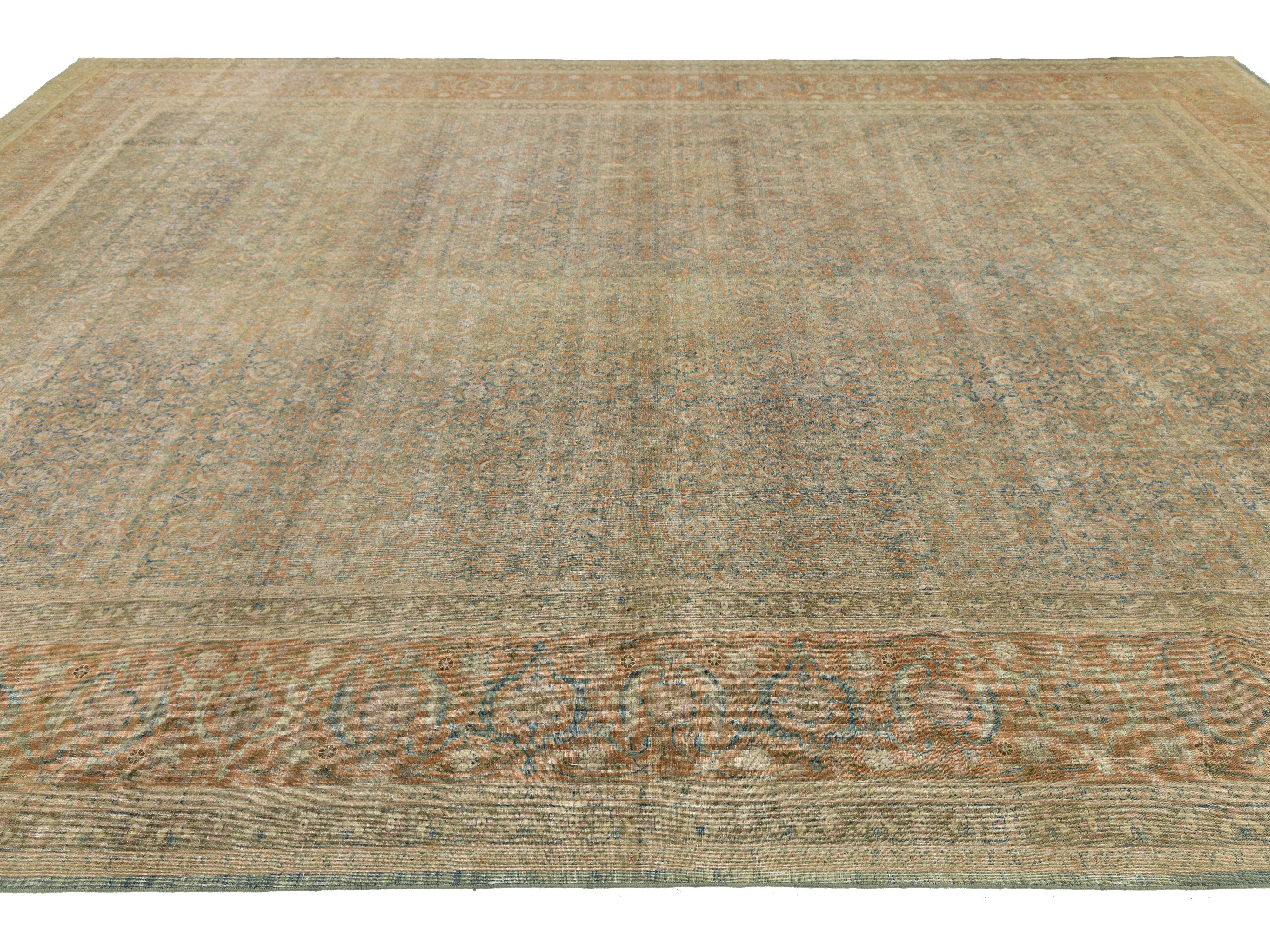 Antique Tabriz Wool Rug 11 X 16