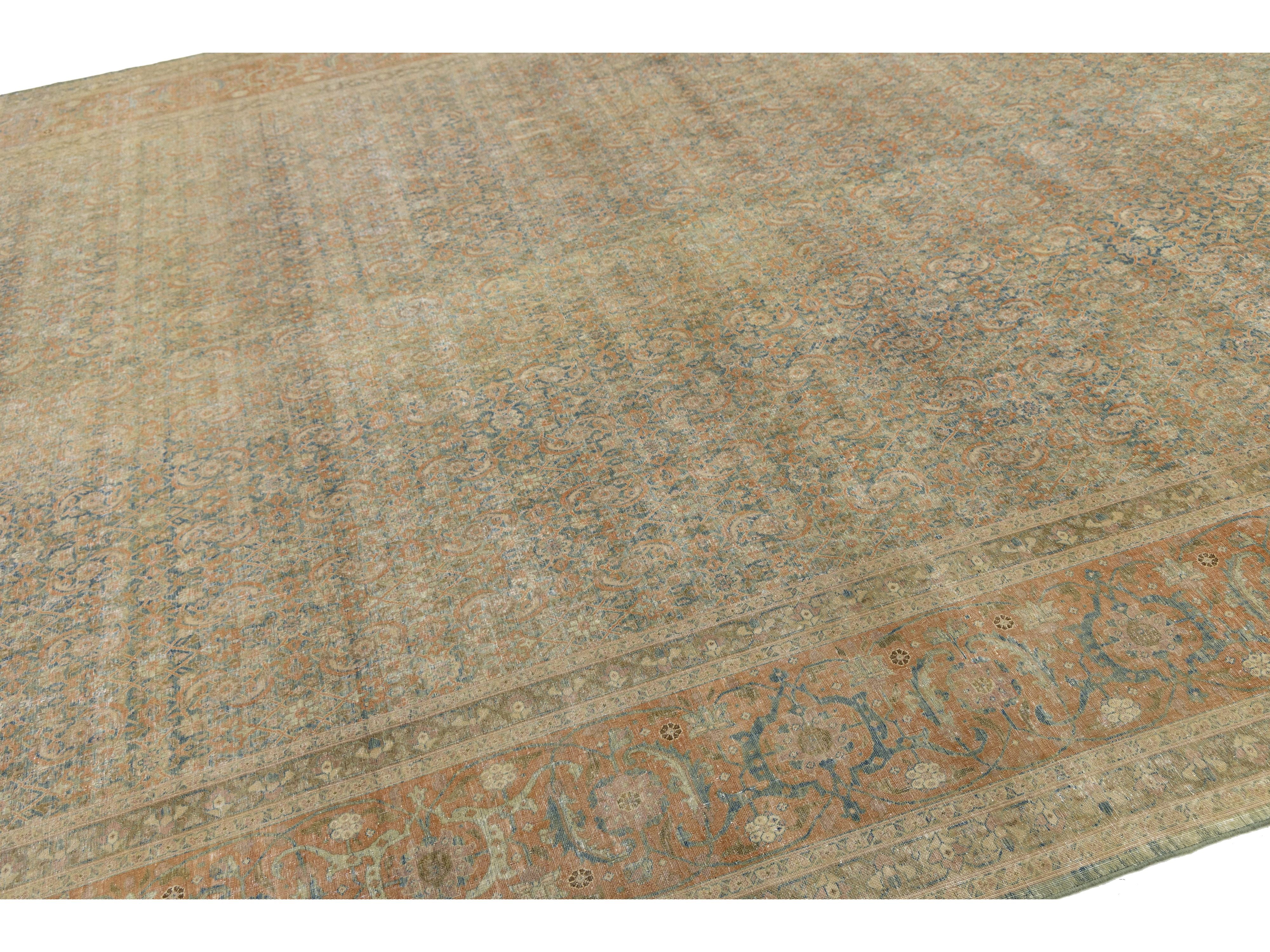 Antique Tabriz Wool Rug 11 X 16