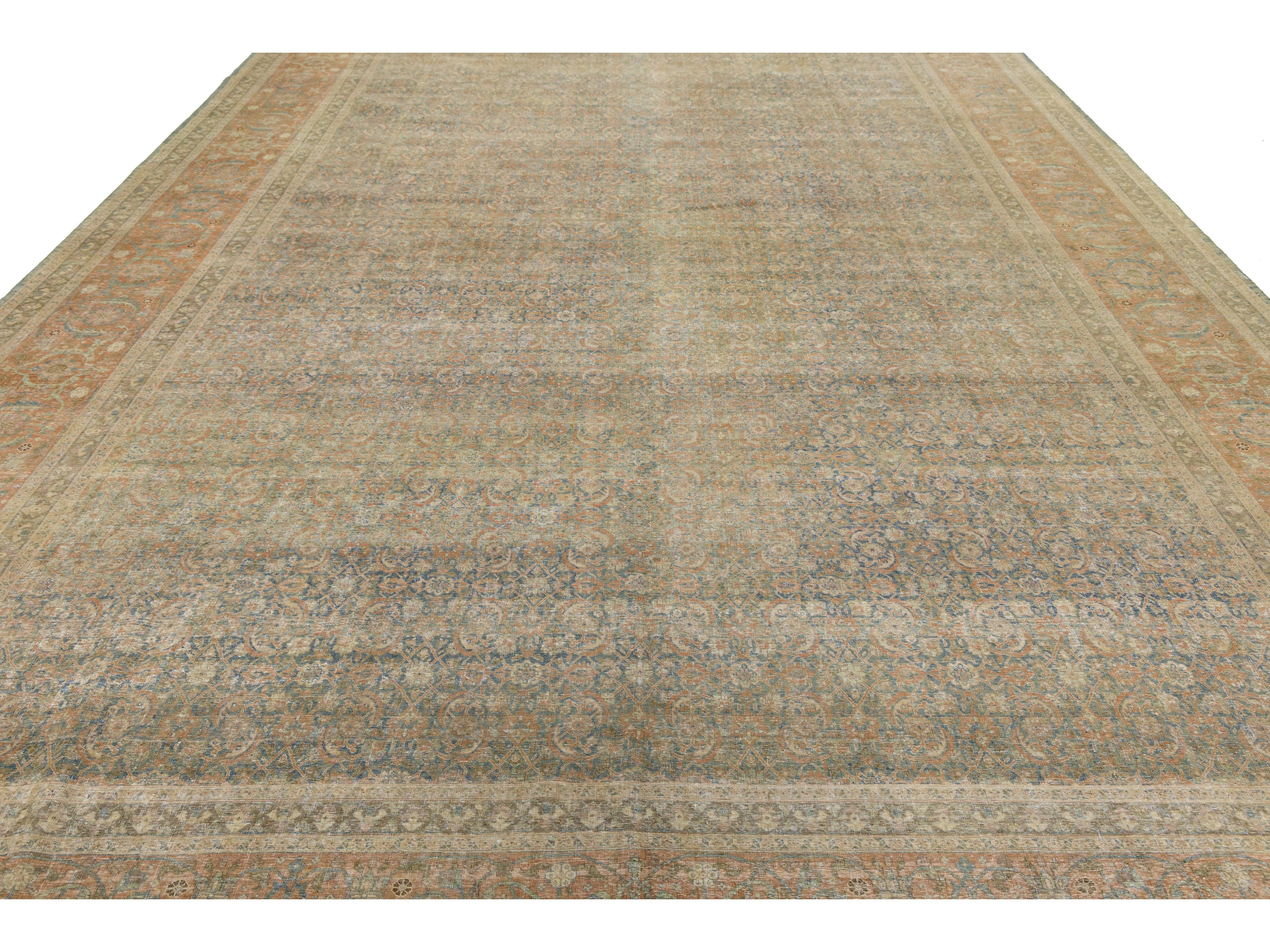 Antique Tabriz Wool Rug 11 X 16